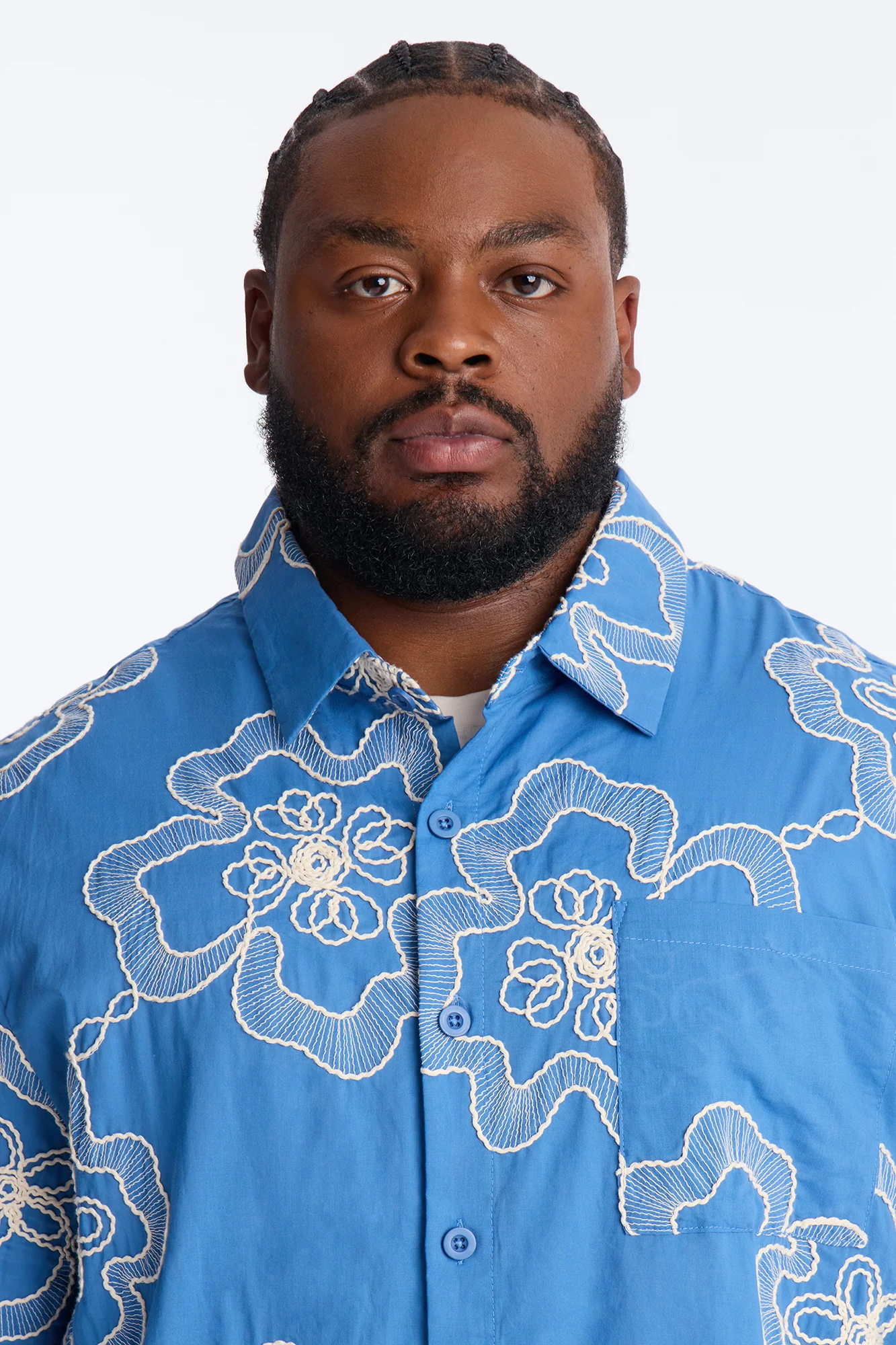 Fleur Entwine Long Sleeve Button Up Shirt - Blue - Image 8