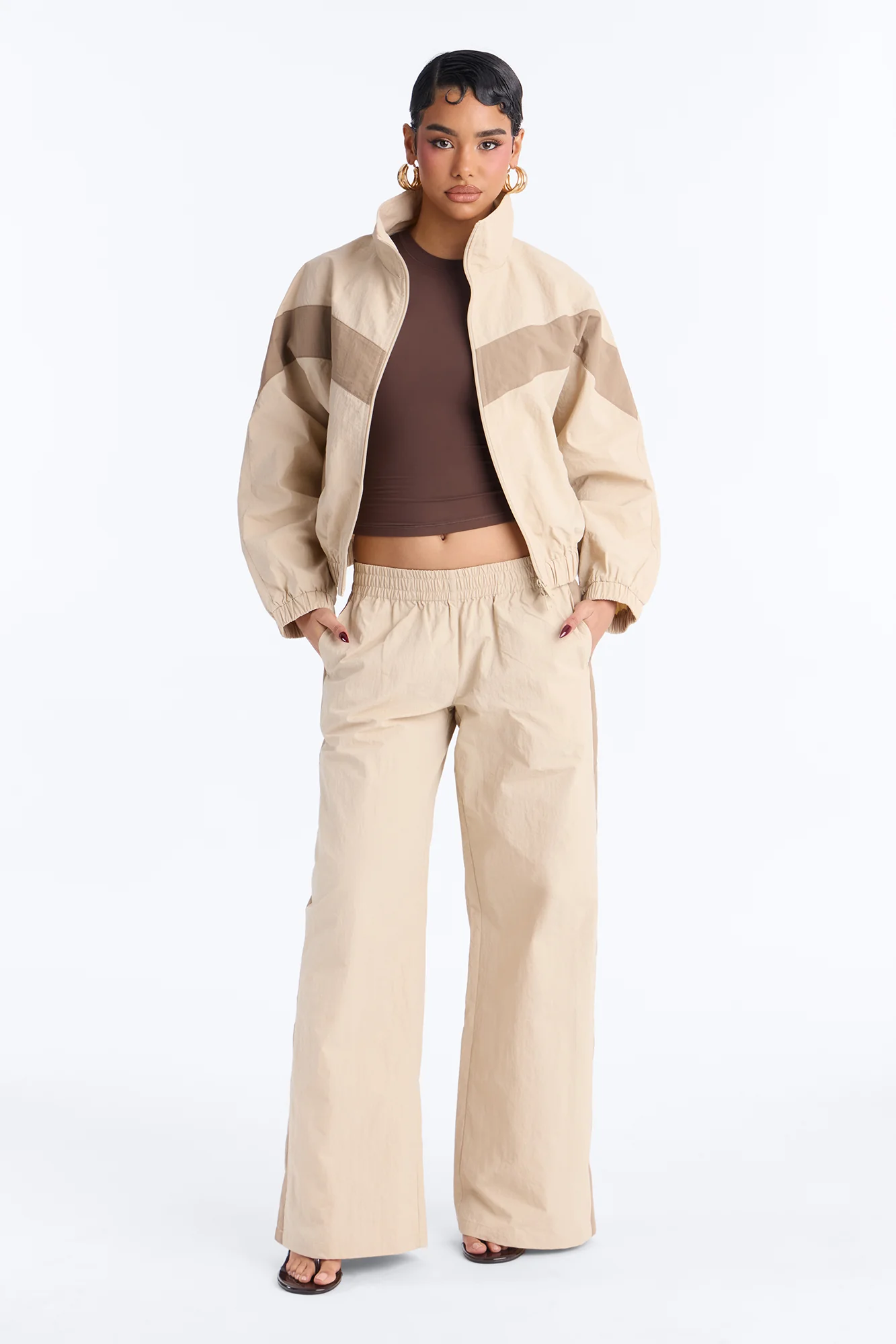 Flex Mode On Windbreaker Track Pant 33″ - Taupe/combo