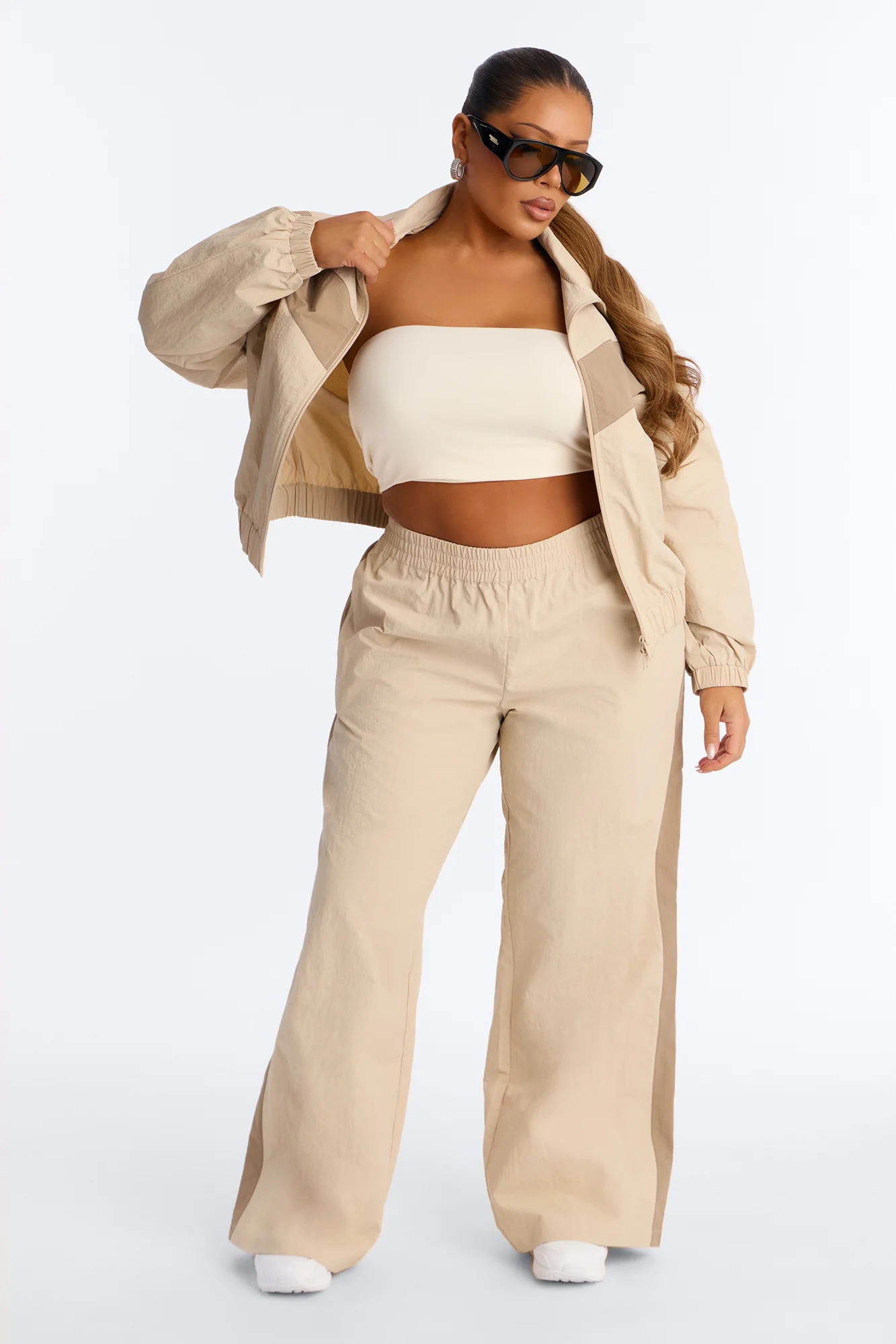Flex Mode On Windbreaker Track Pant 33″ - Taupe/combo - Image 4