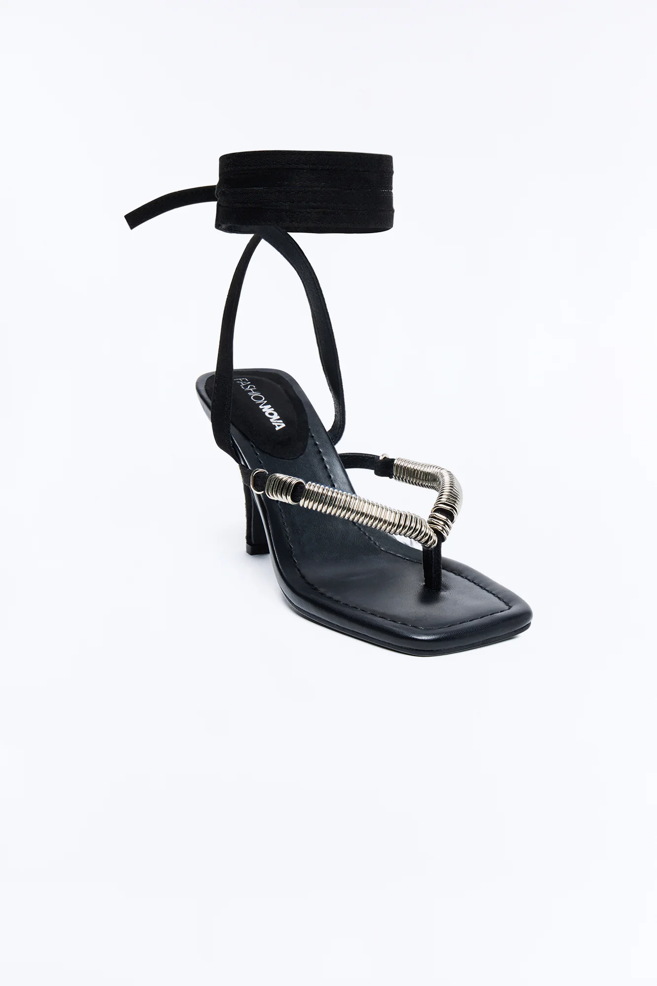 Flexa Thong Wrap Up Heels - Black - Image 2