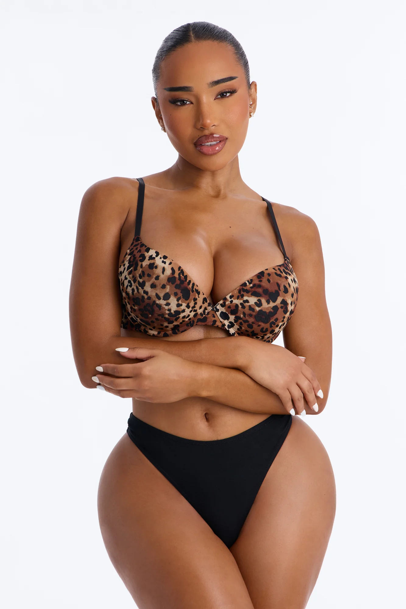 Flexible Fit Comfort Stretch Push Up Bra - Leopard