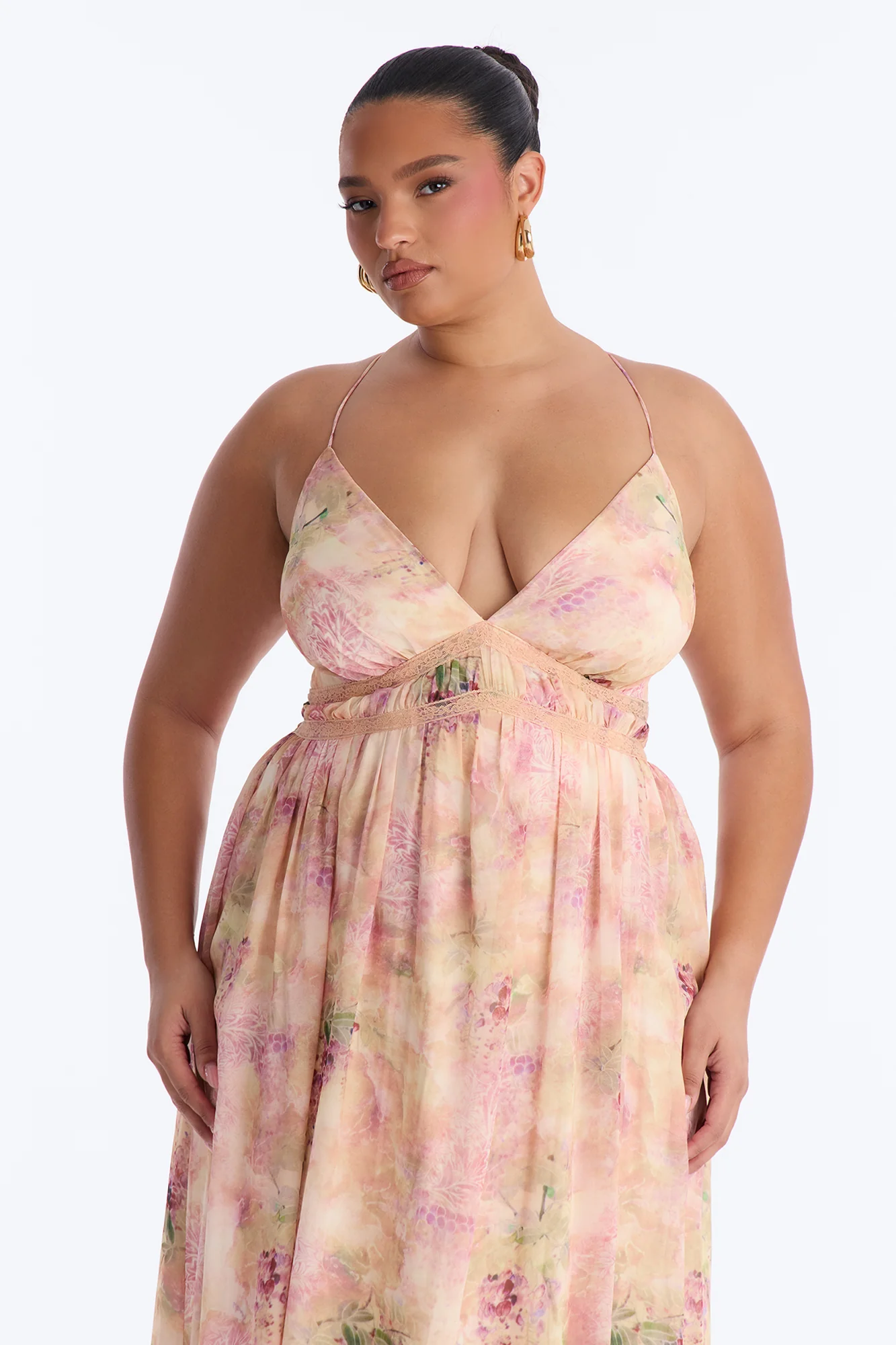Flirty Flare Chiffon Maxi Dress - Peach/combo - Image 5