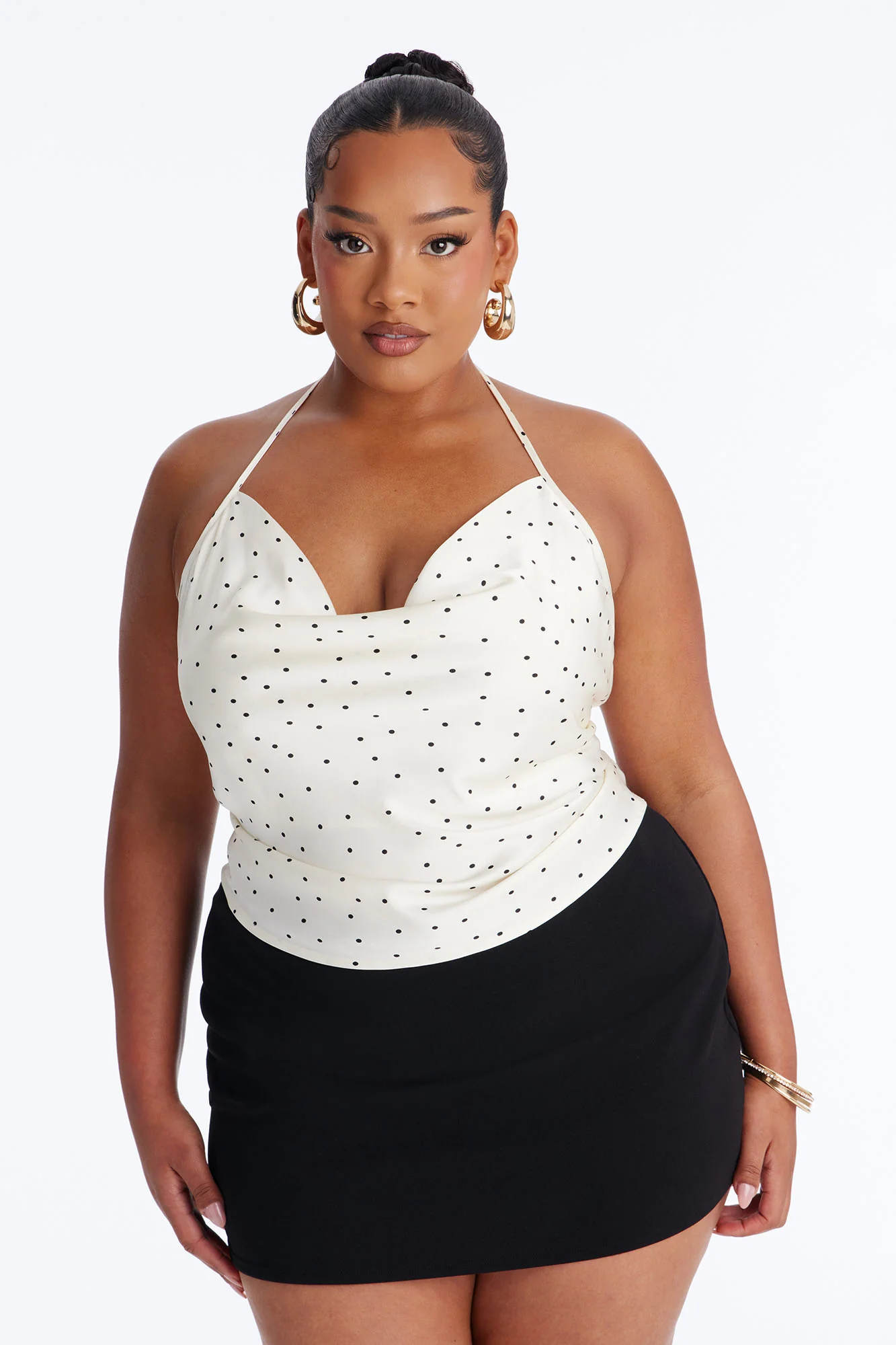Flirty Plans Polka Dot Satin Halter Top - White/combo - Image 5