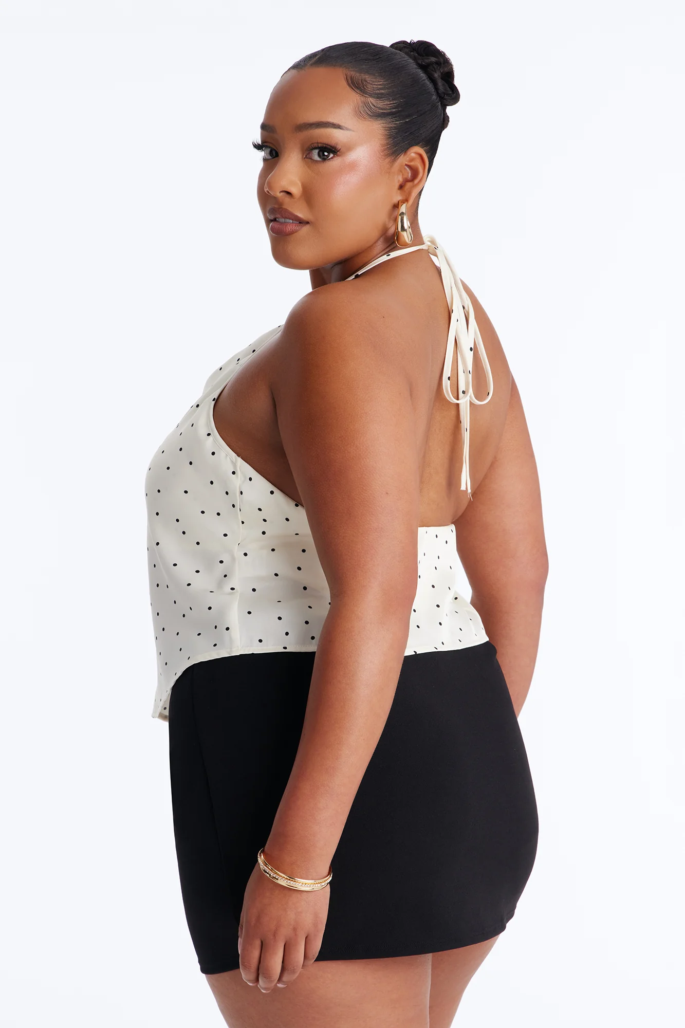 Flirty Plans Polka Dot Satin Halter Top - White/combo - Image 7