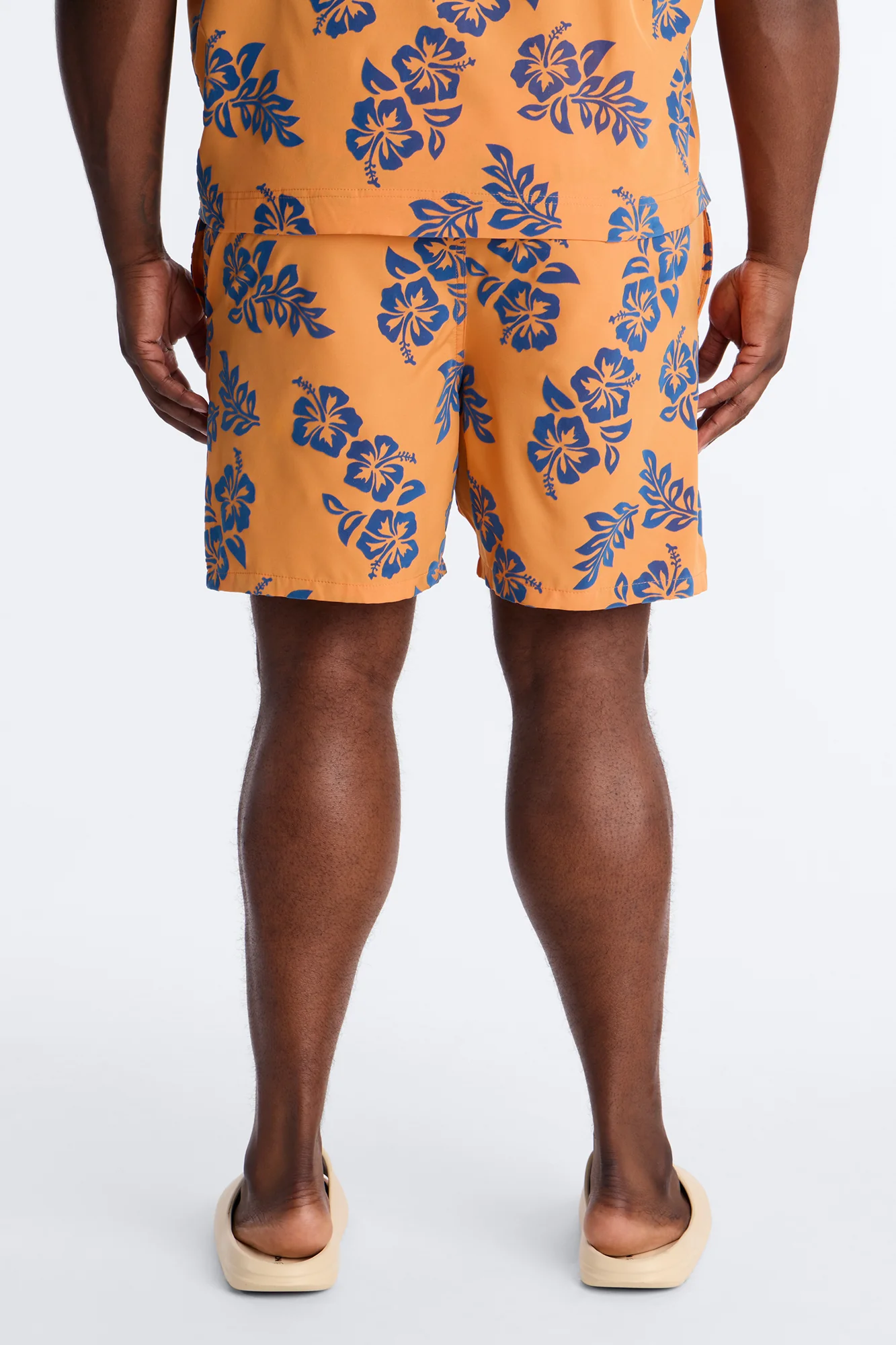 Flocked Hibiscus Heat Swim Trunk 7″ - Orange - Image 8
