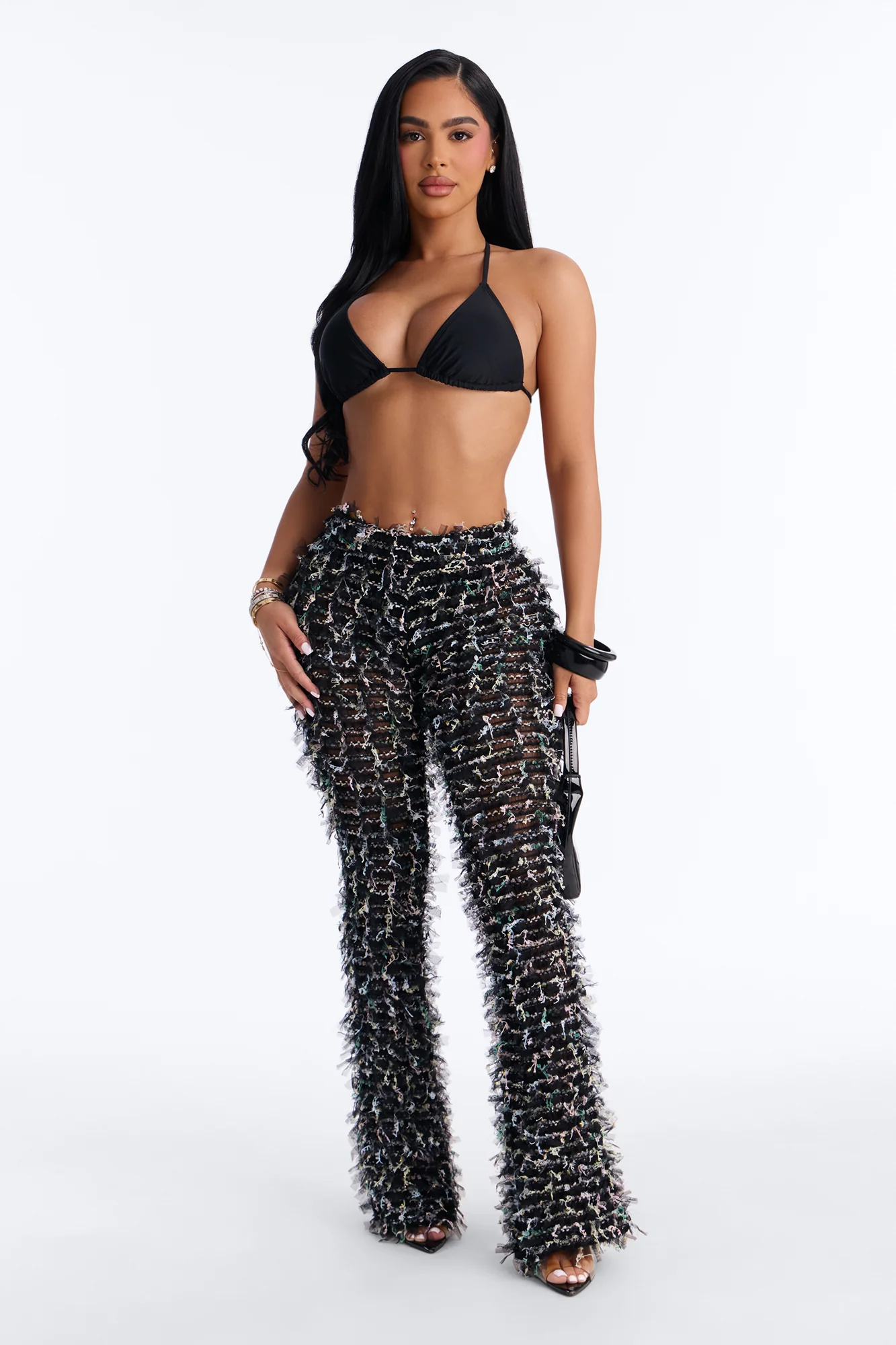 Flocked Up Straight Leg Stretch Pant - Black