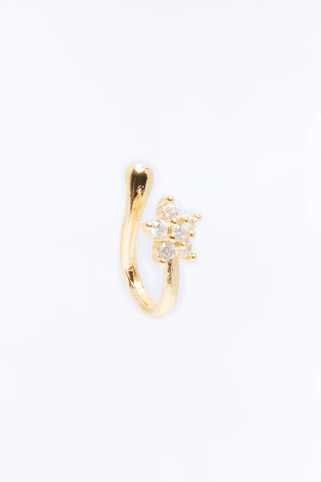 Flor Rhinestone Faux Nose Ring - Gold - Image 2