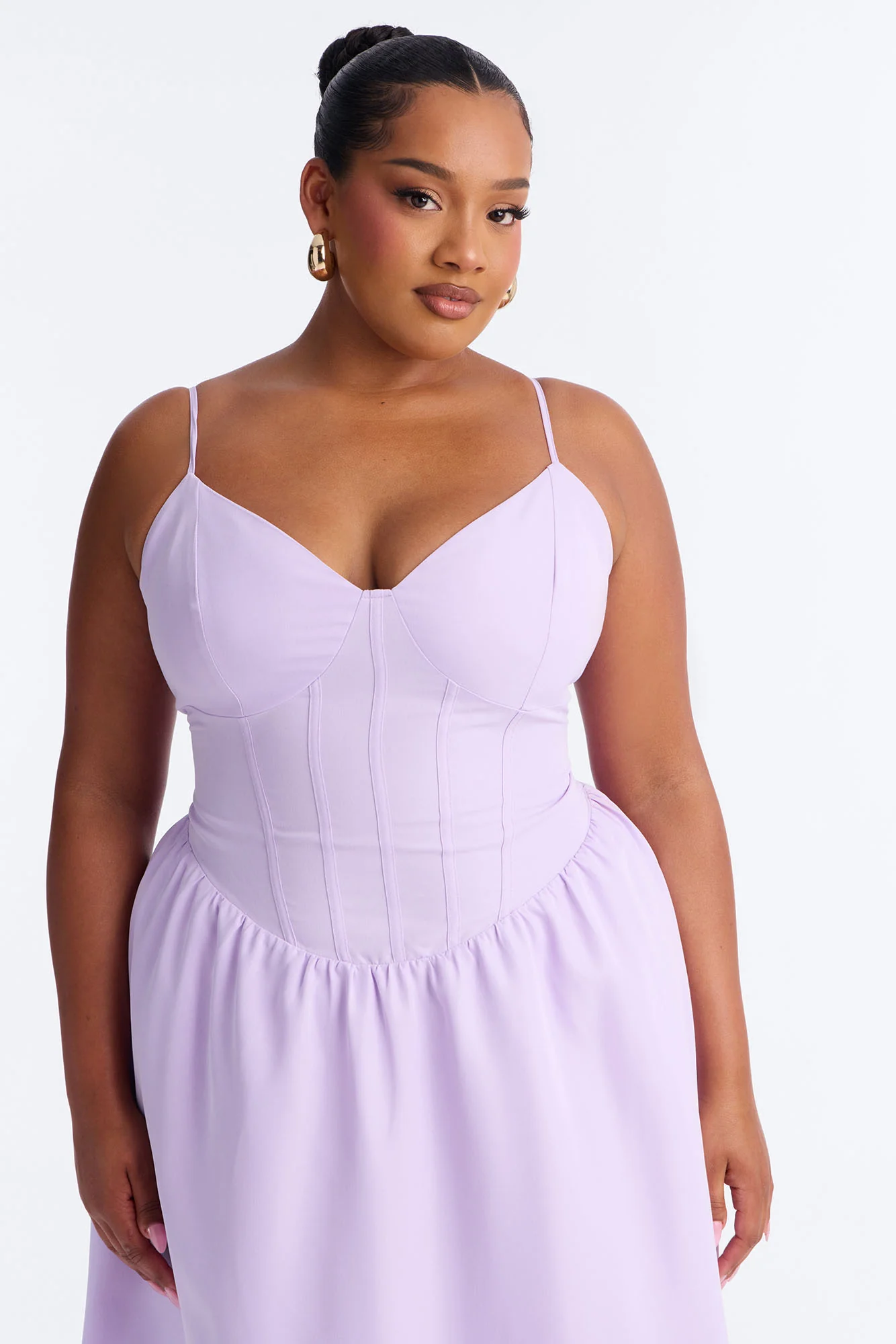Flora Lace Up Midi Dress - Lavender - Image 5