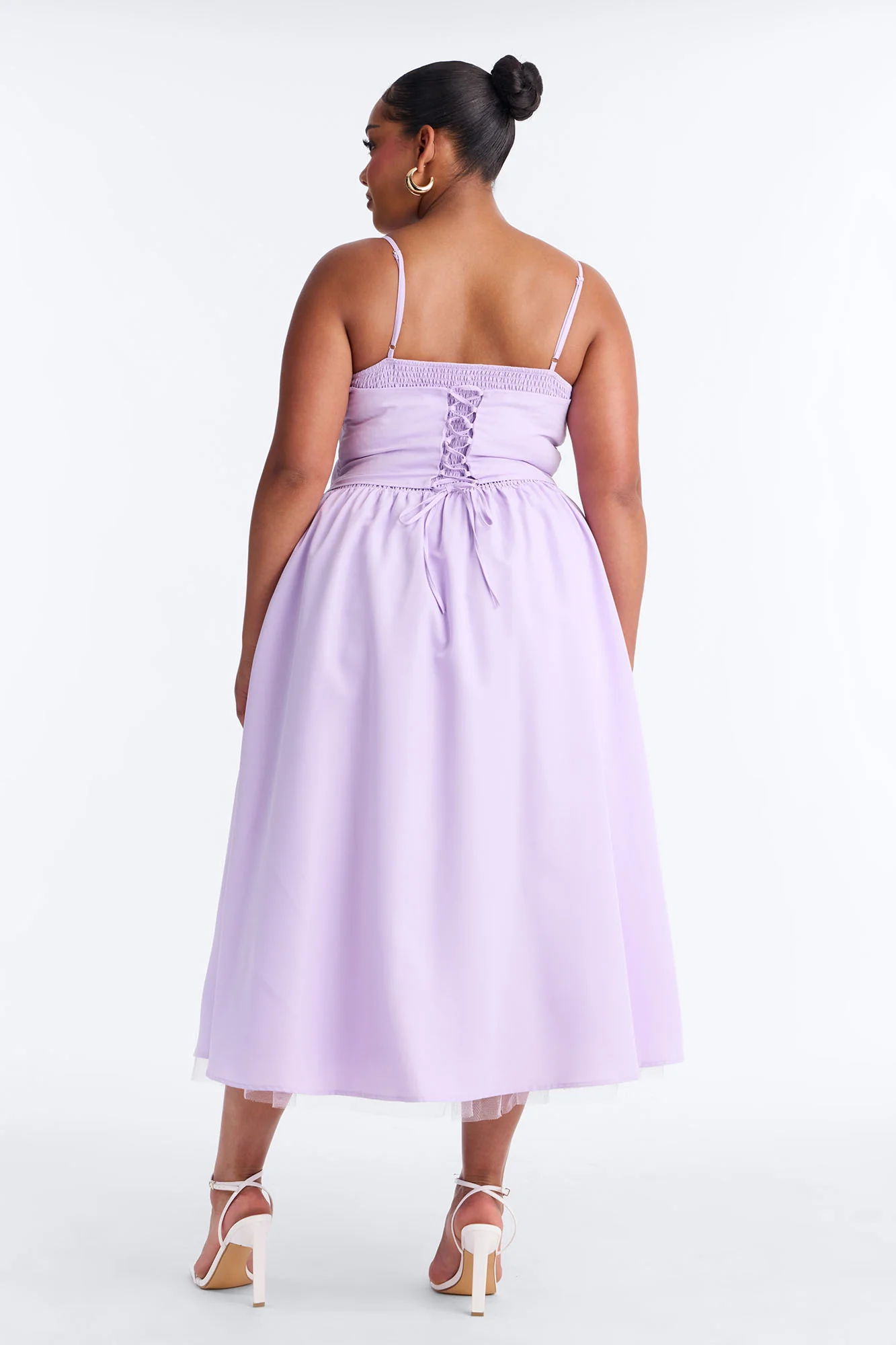 Flora Lace Up Midi Dress - Lavender - Image 7