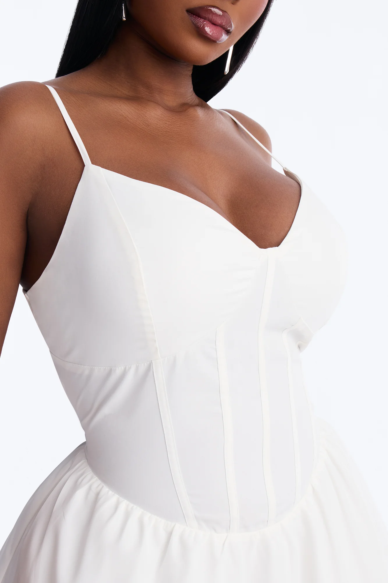 Flora Lace Up Midi Dress - White - Image 8