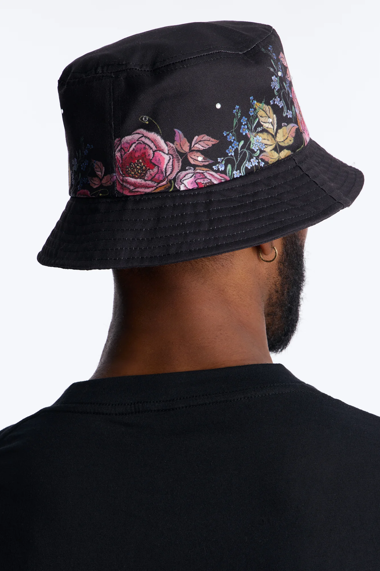 Floral Graphic Bucket Hat - Black - Image 3
