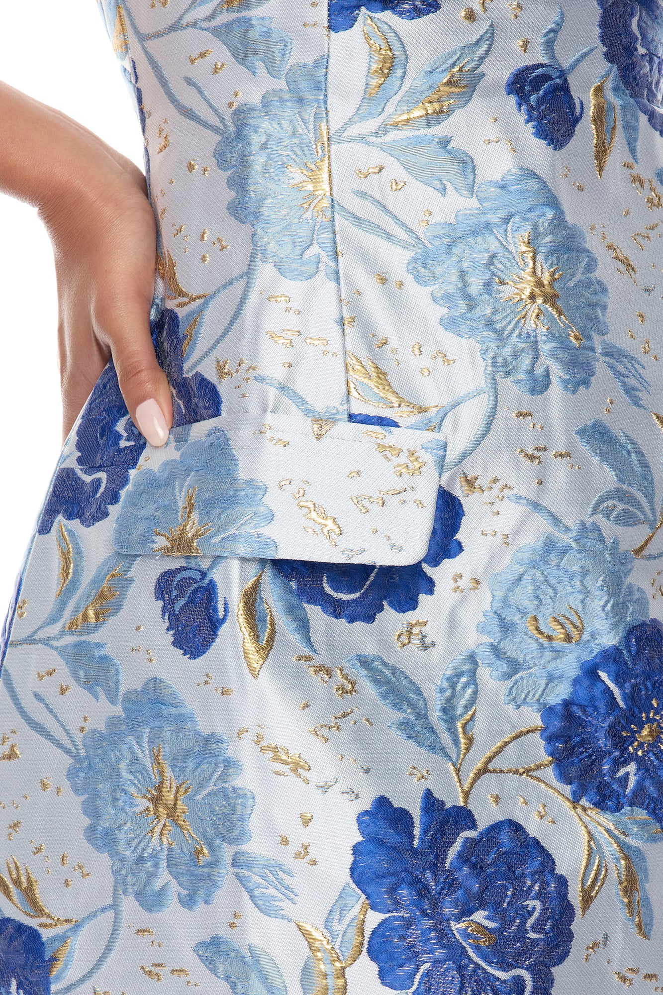 Florencia Short Sleeve Jacquard Mini Dress - Blue/combo - Image 3