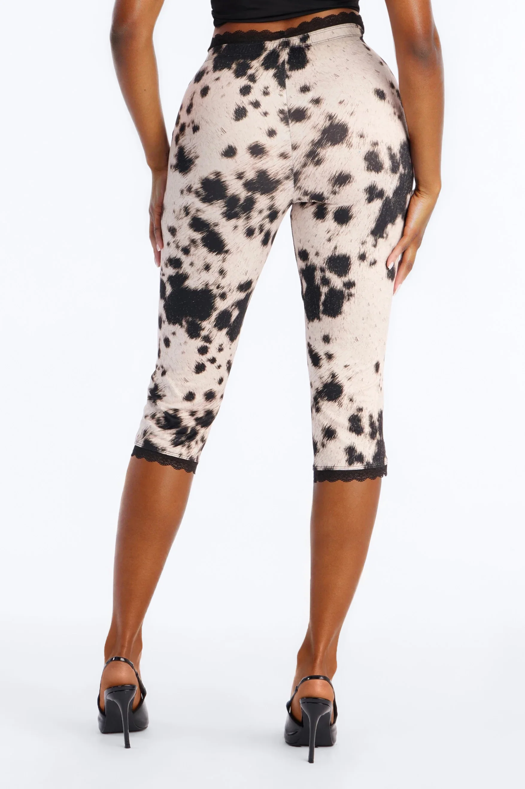 Florentina Lace Trim Capri Legging - Cream/combo - Image 4