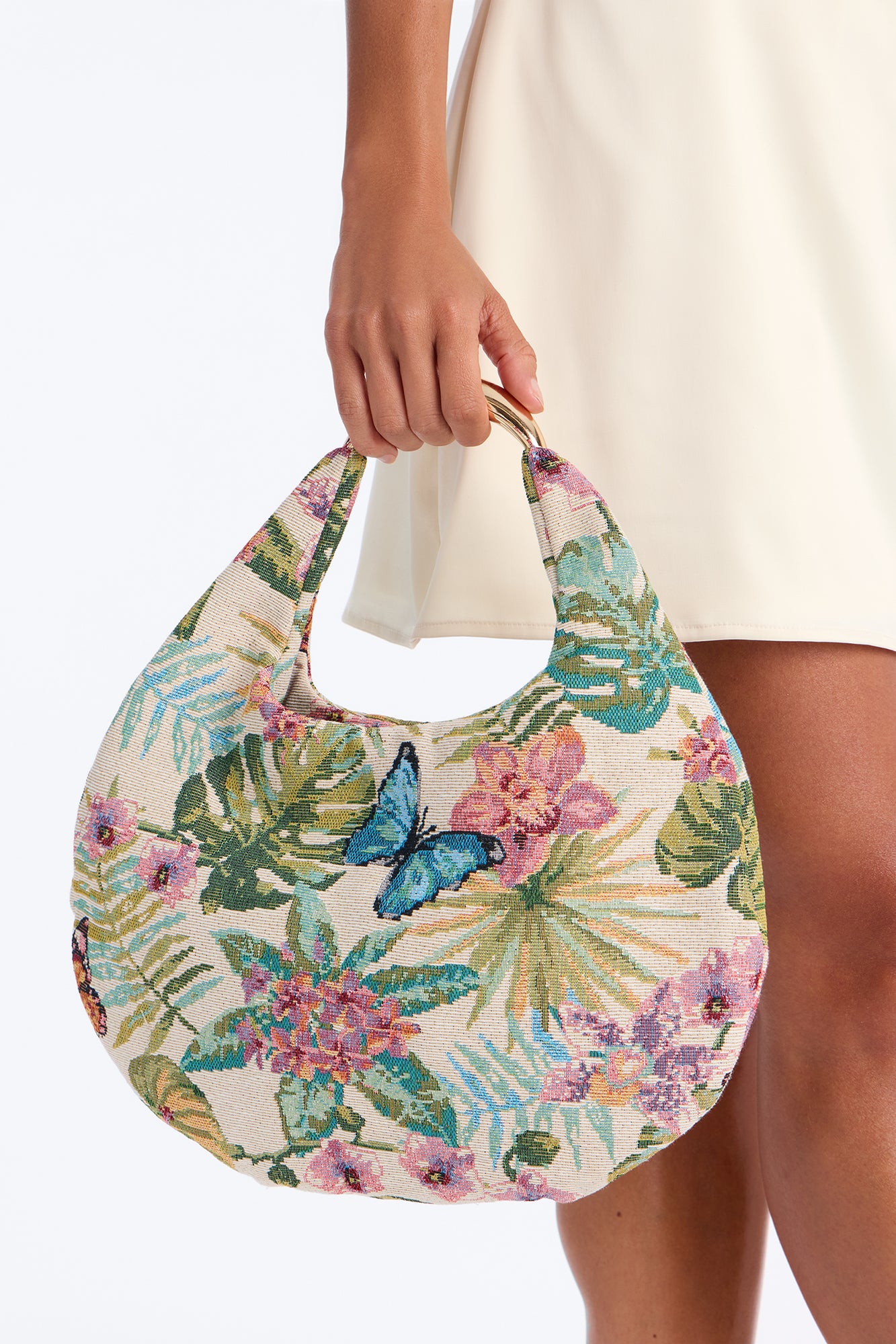 Flower Picker Jacquard Shoulder Bag - Multi Color