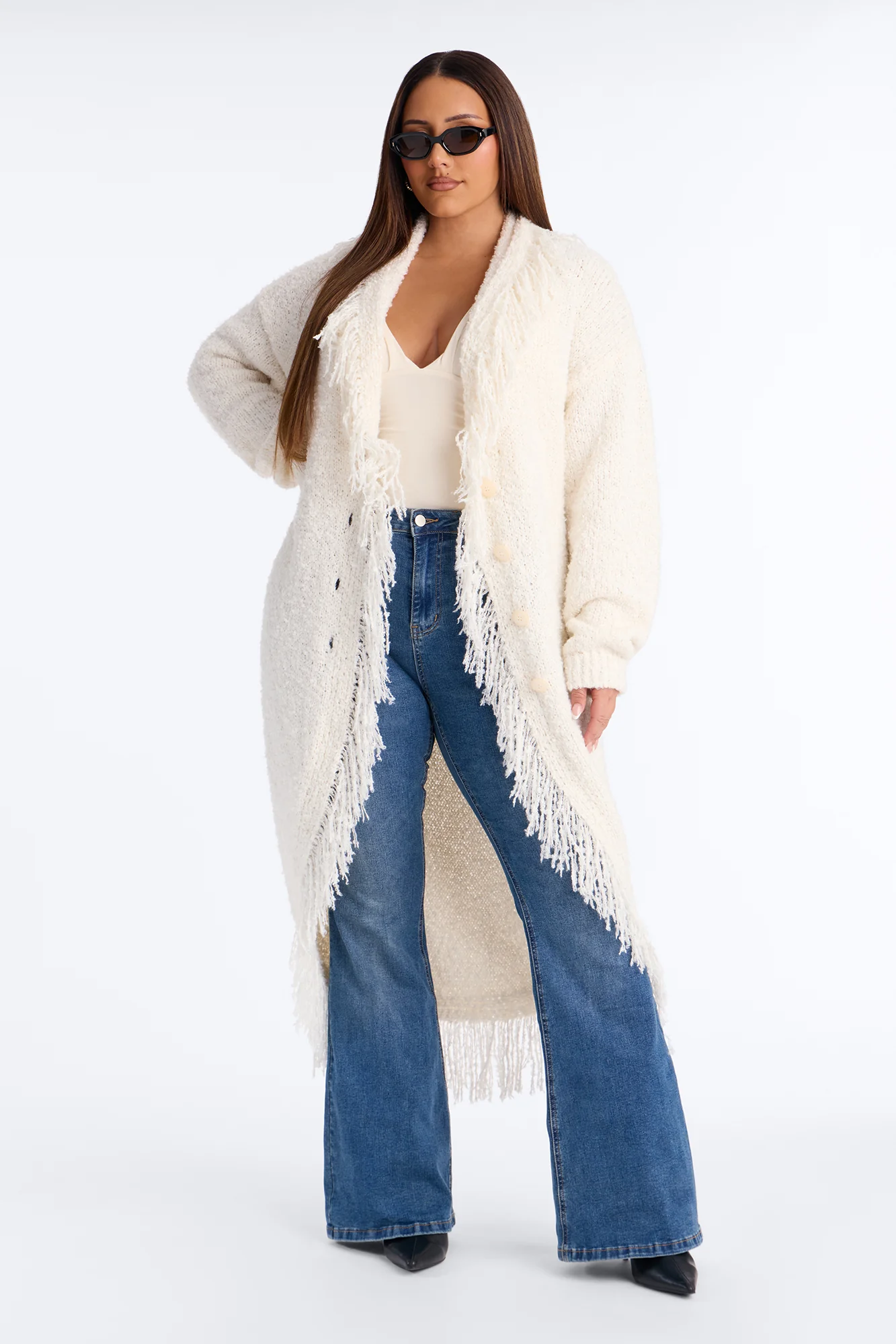 Fluffy Feelings Only Fringe Cardigan - Ivory