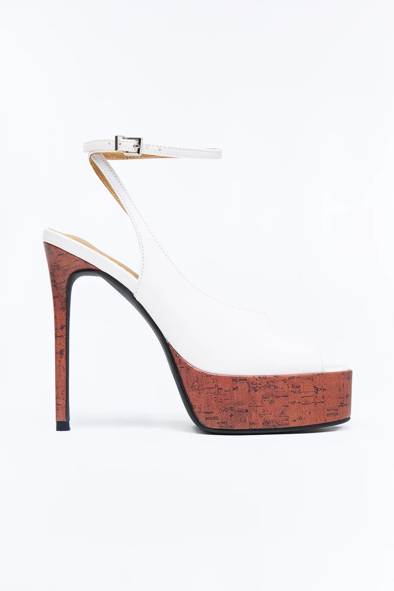 Fluid Peep Toe Platform Heels - White