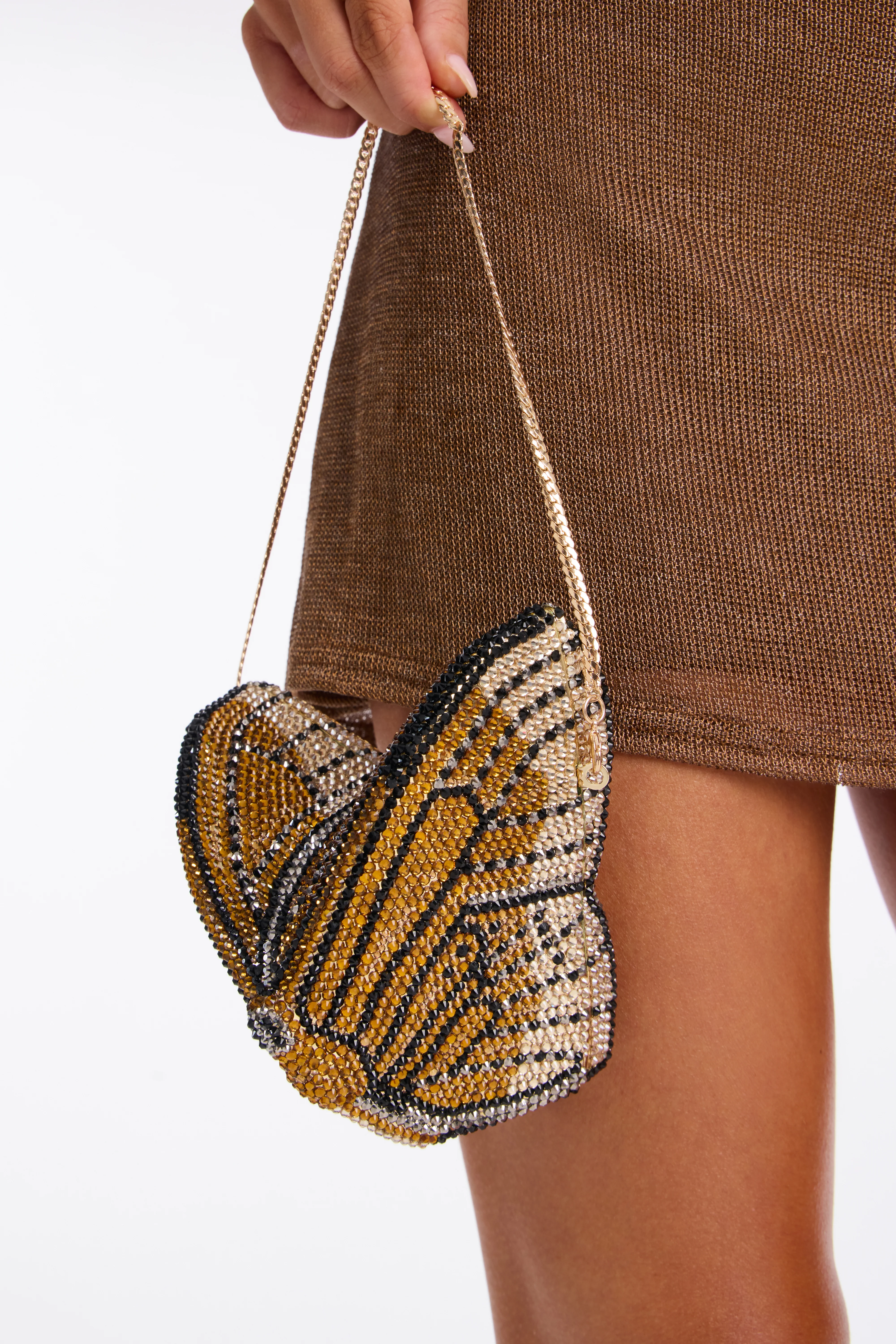 Flutter And Shine Rhinestone Clutch - Multi Color