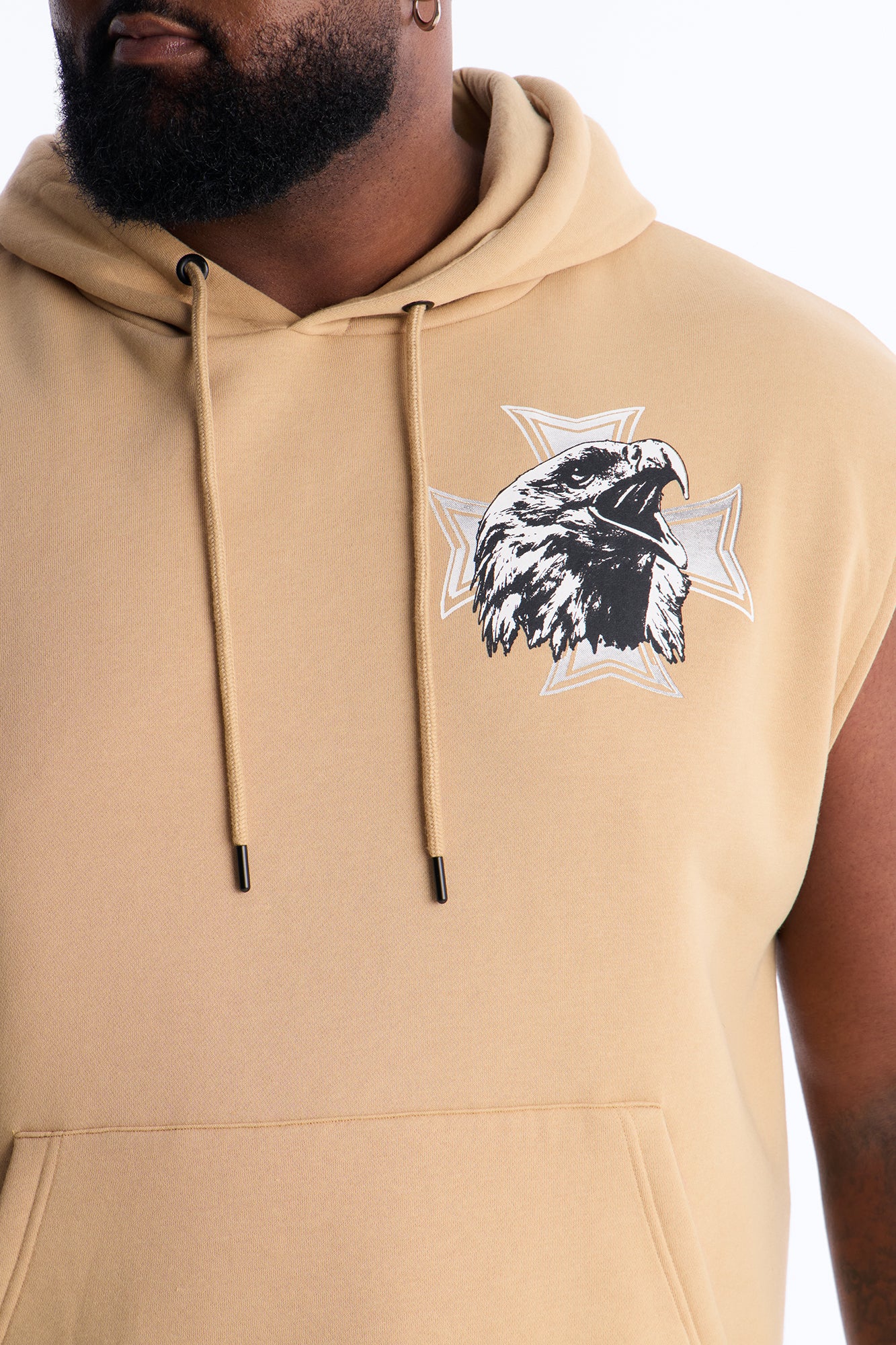 Fly Eagles Sleeveless Hoodie - Khaki - Image 7