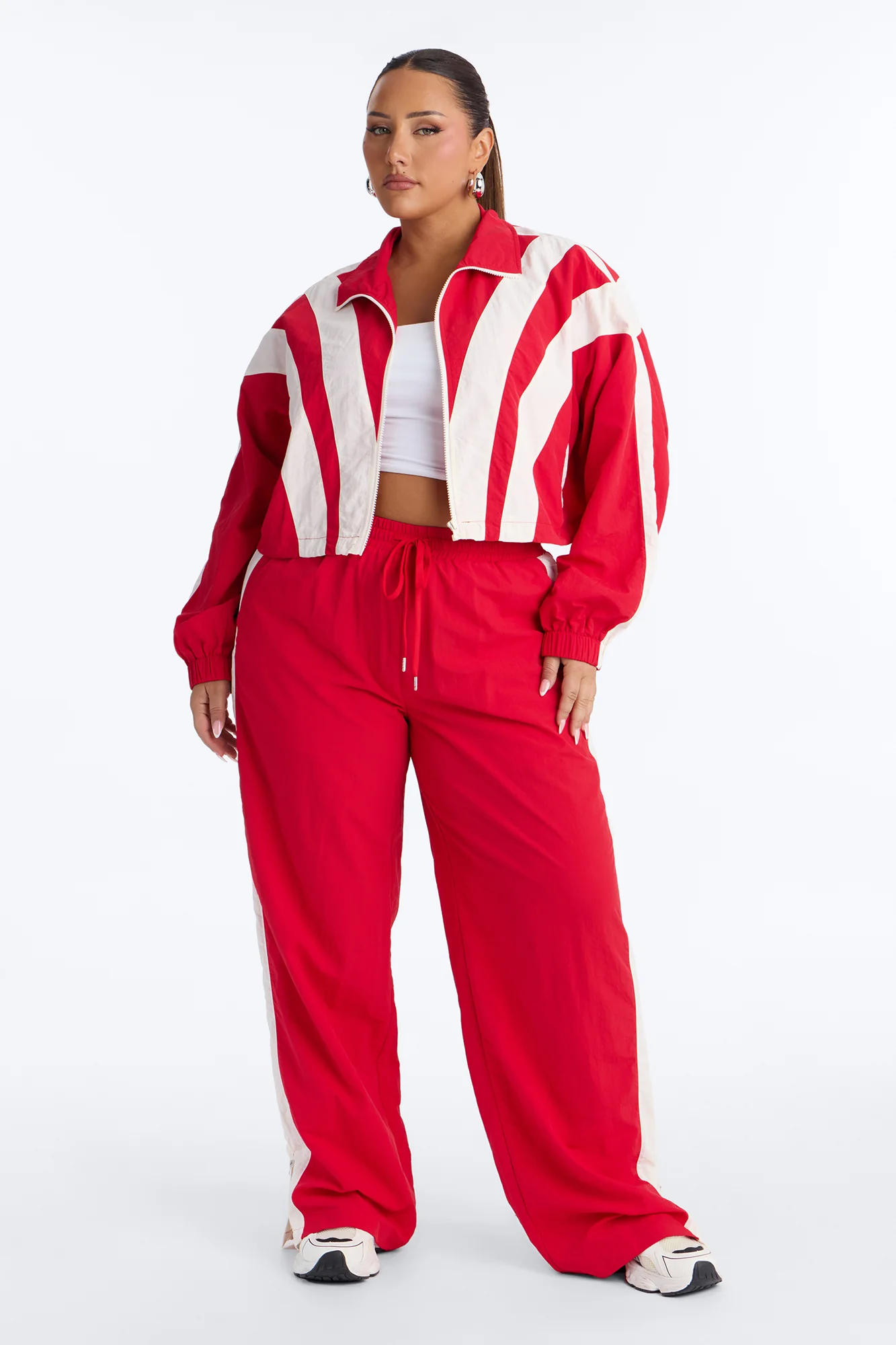 Fly Girl Era Color Block Windbreaker Jacket - Red - Image 5