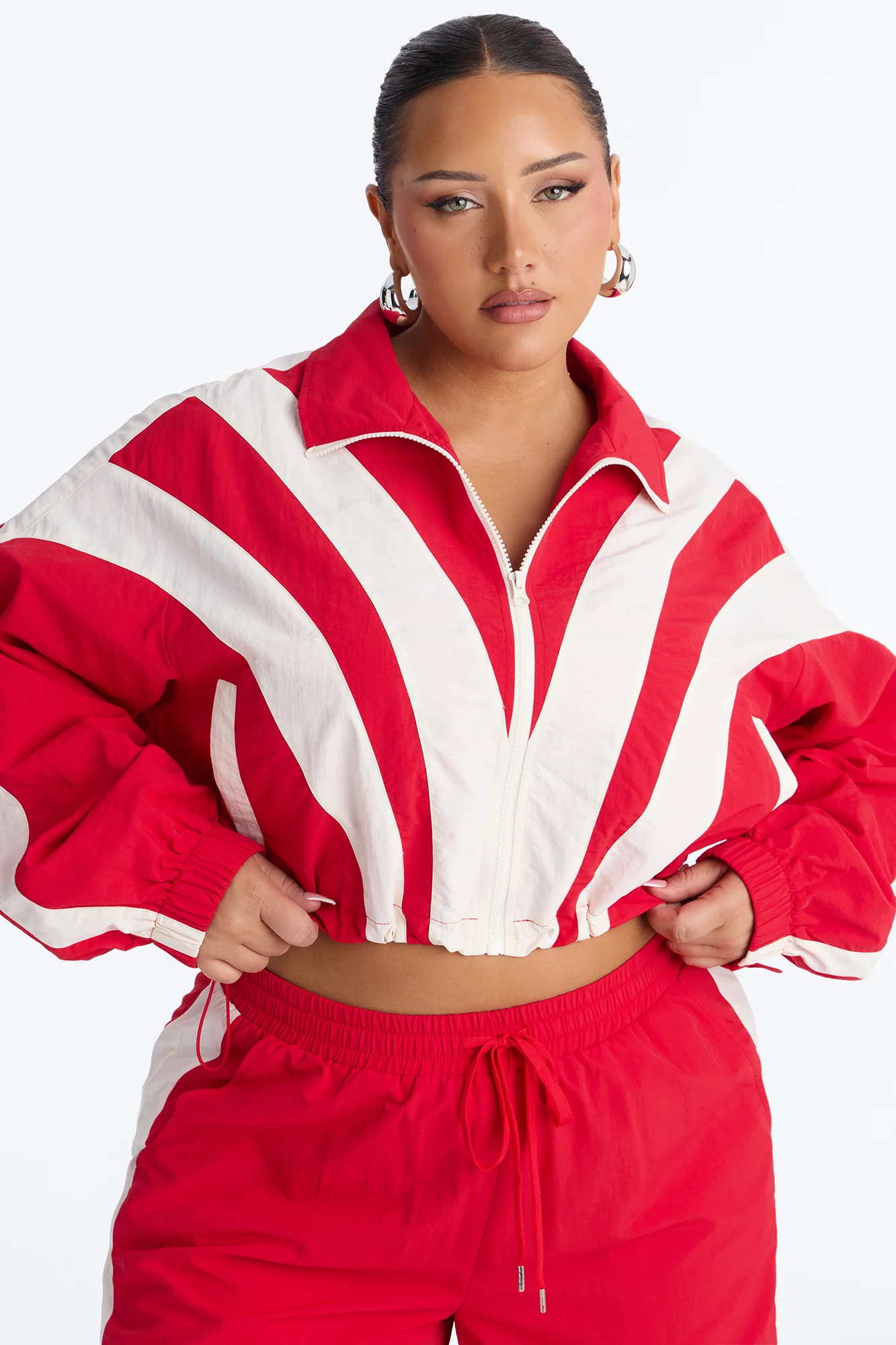 Fly Girl Era Color Block Windbreaker Jacket - Red - Image 6
