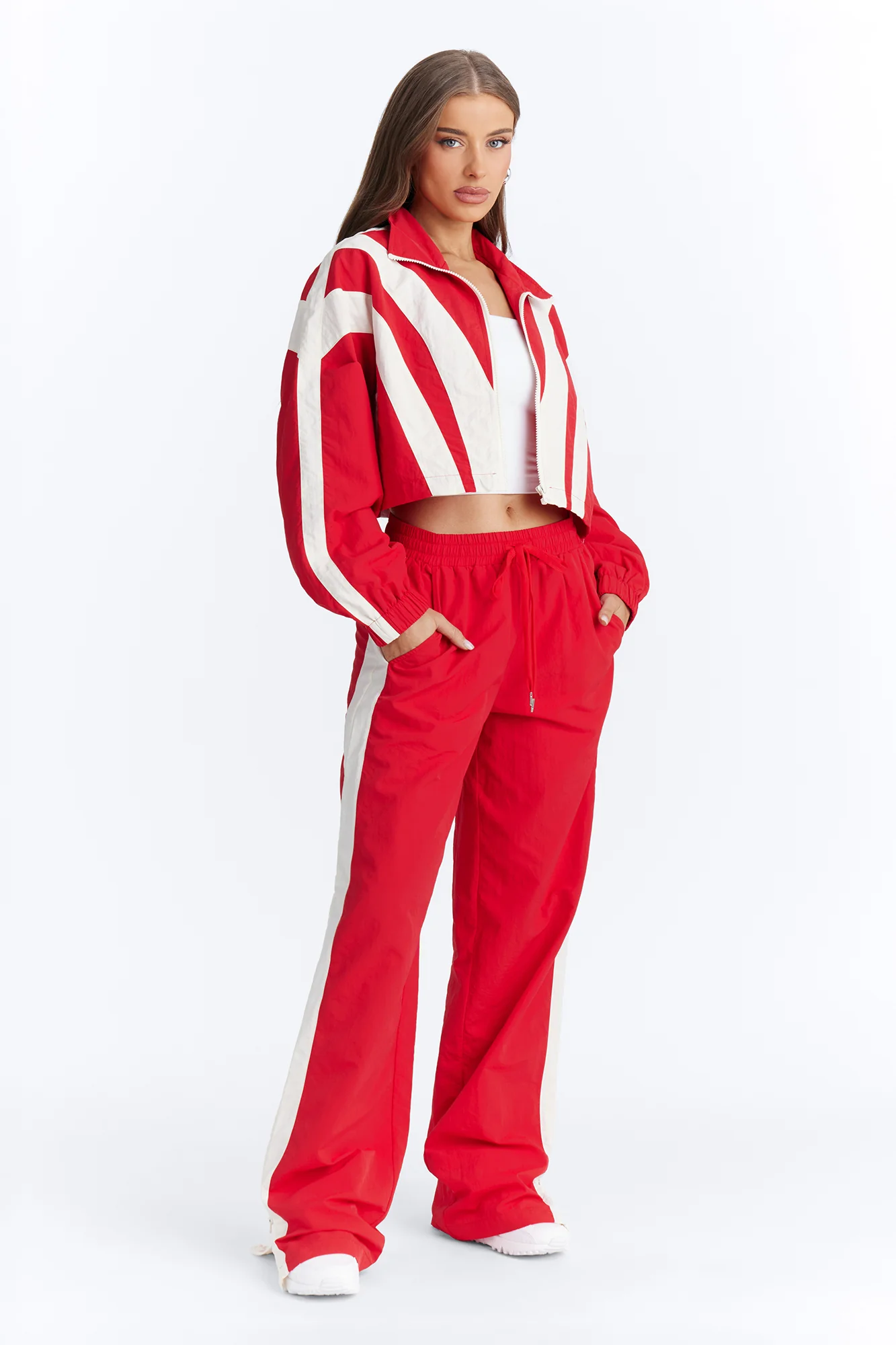 Fly Girl Era Color Block Windbreaker Pant″ - Red