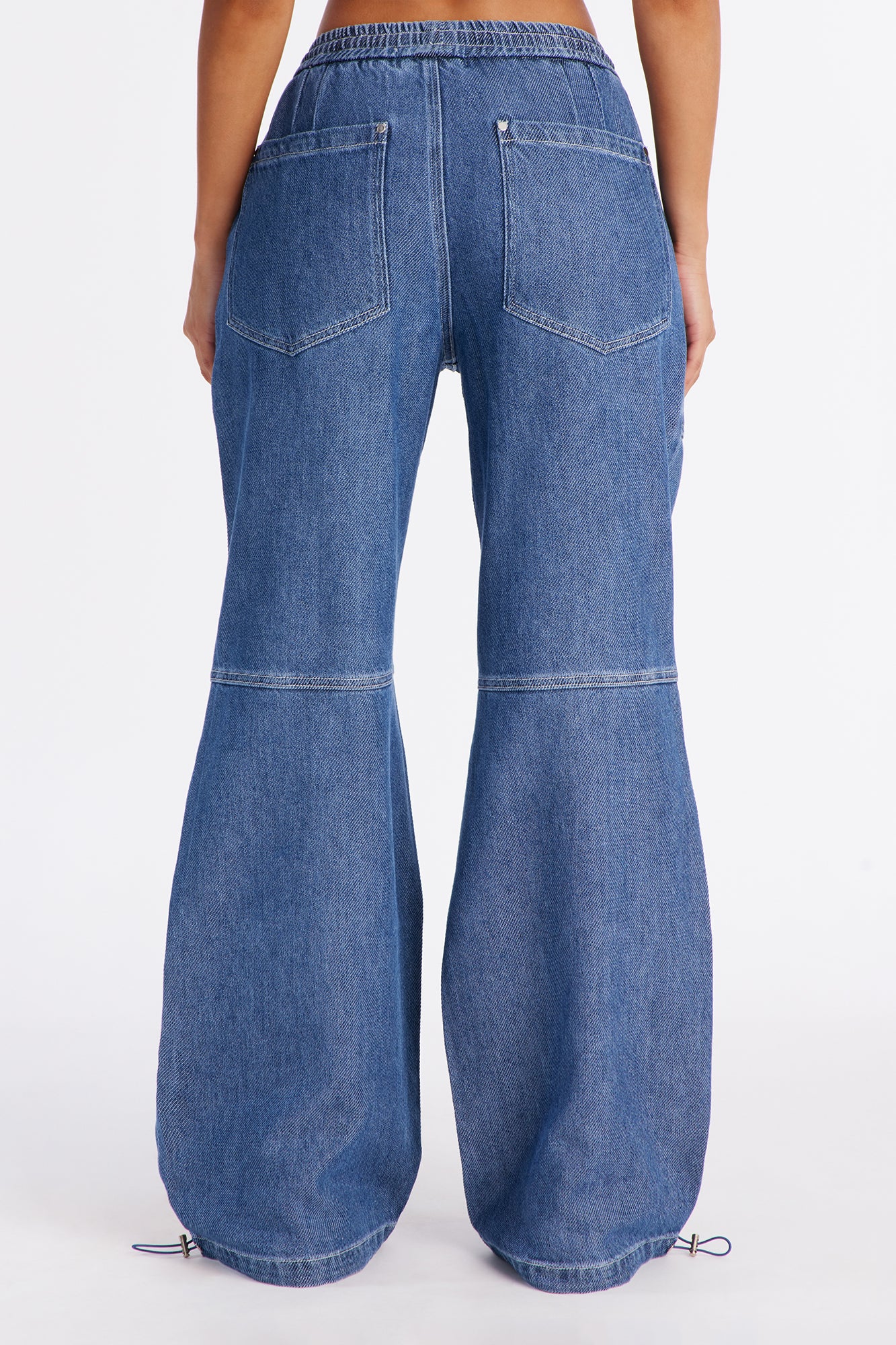 Flying Solo Drapey Tie Waist Jogger Jeans - Medium Wash - Image 3
