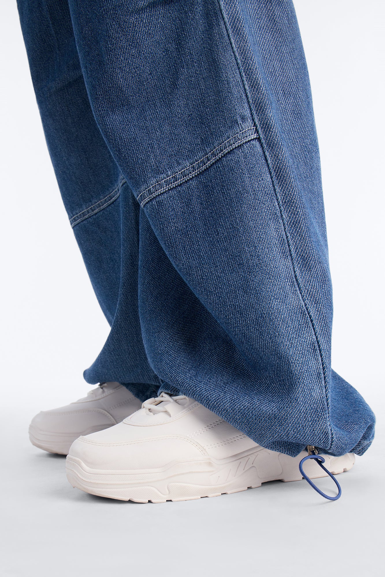 Flying Solo Drapey Tie Waist Jogger Jeans - Medium Wash - Image 6