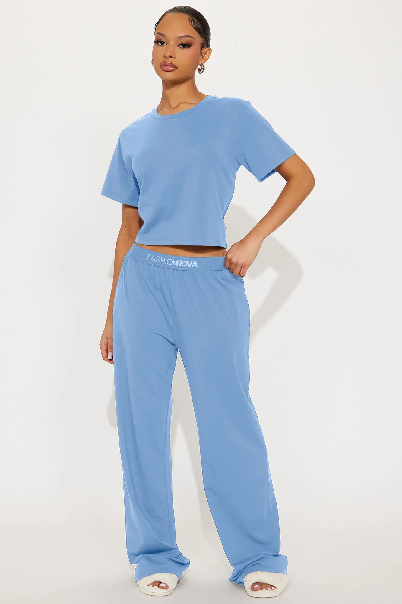 FN Mood Cotton PJ Pant Set - Blue