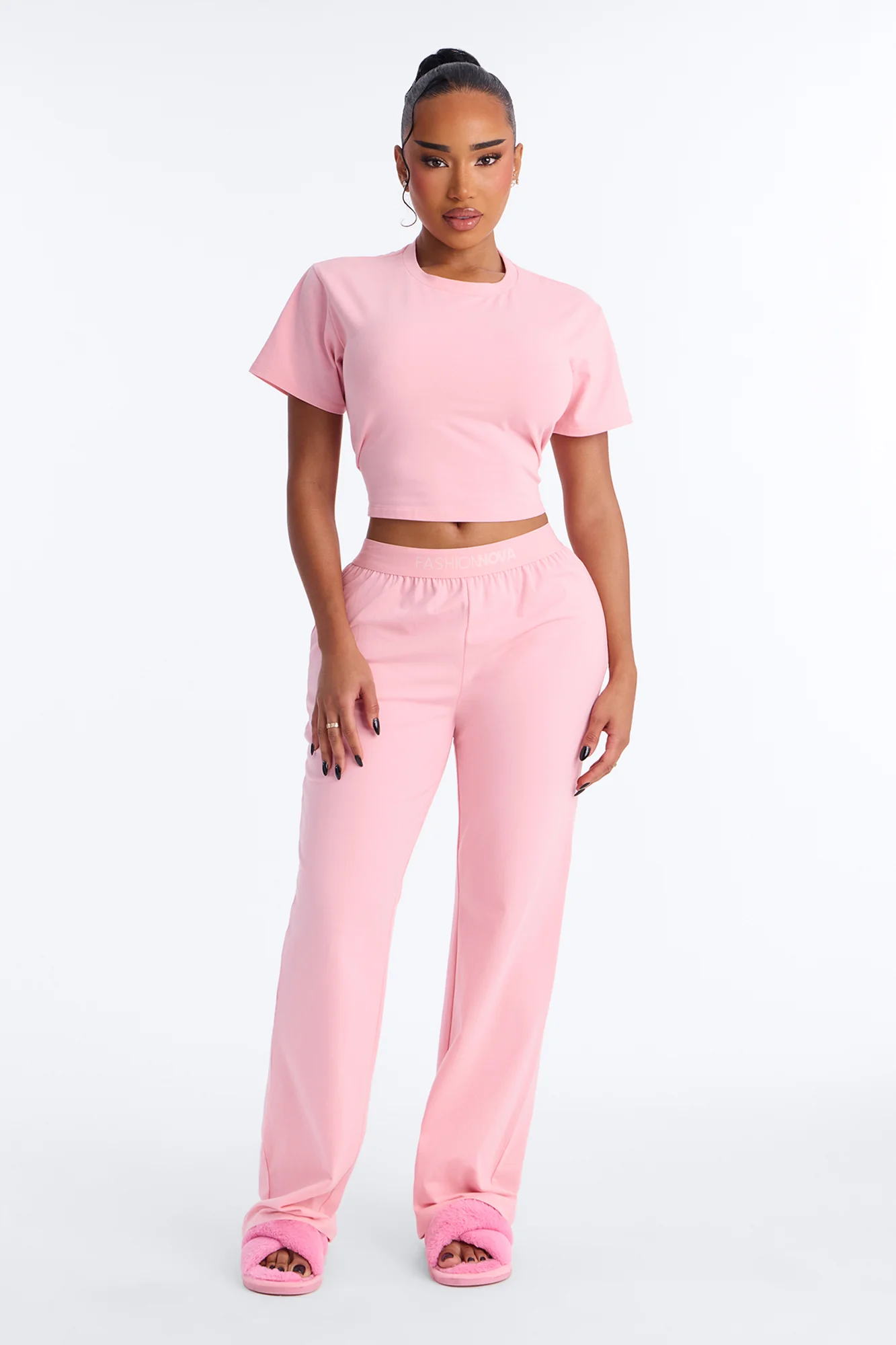 FN Mood Cotton PJ Pant Set - Light Pink