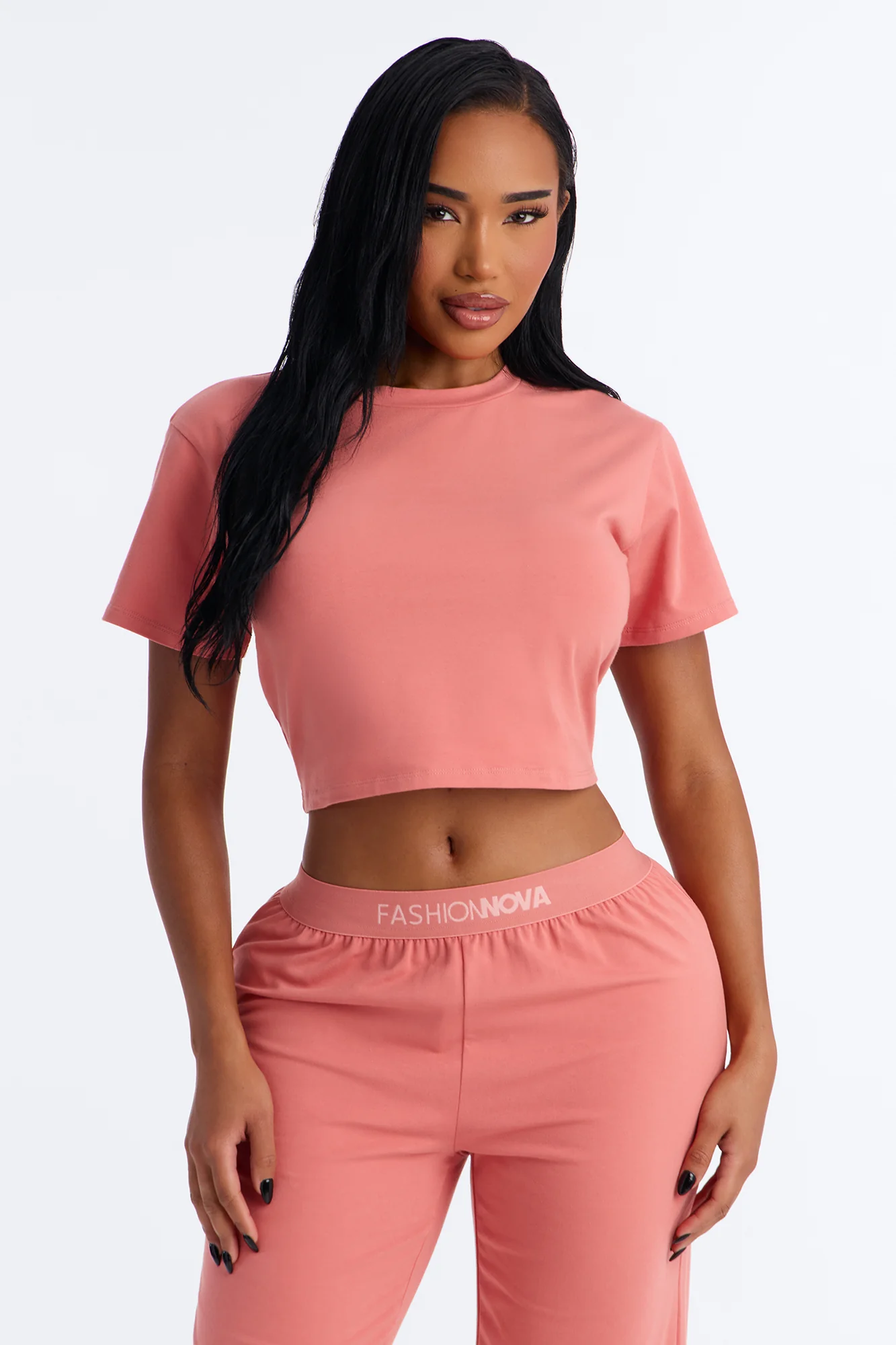 FN Mood Cotton PJ Pant Set - Terracotta - Image 2