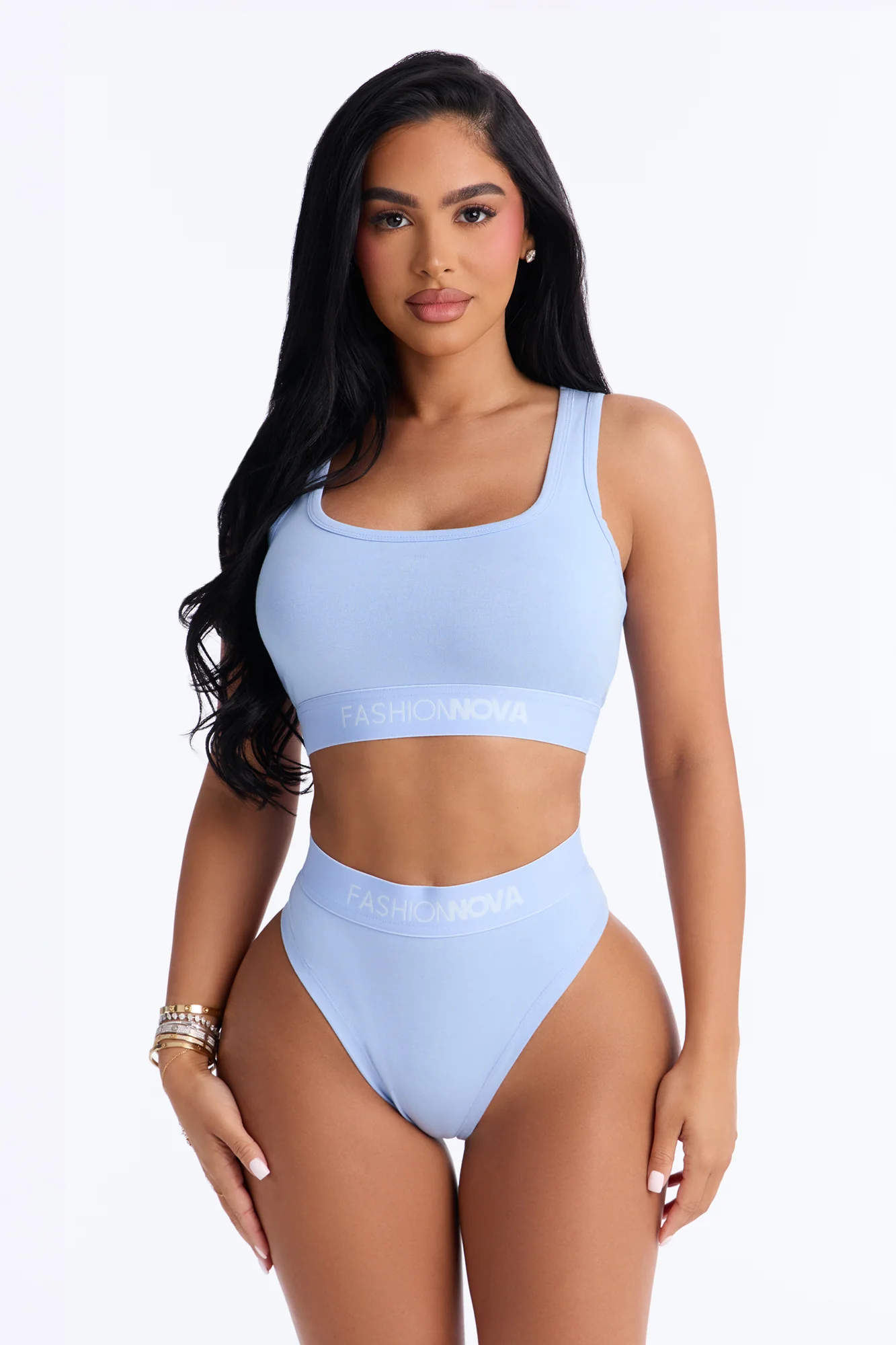 FN Mood Tank Bralette And Panty Set - Light Blue
