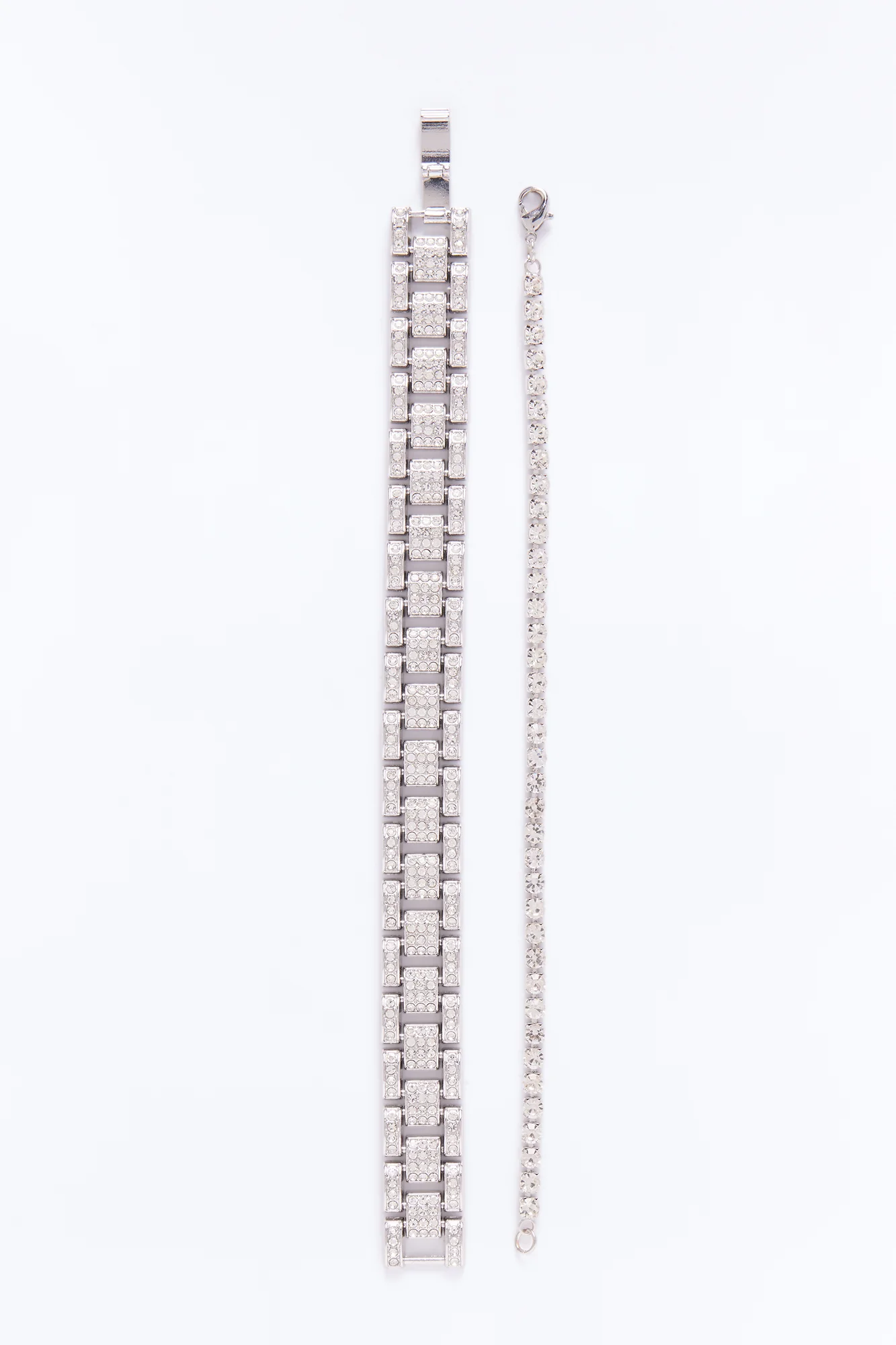 Forever Cold Iced Bracelet Set - Silver