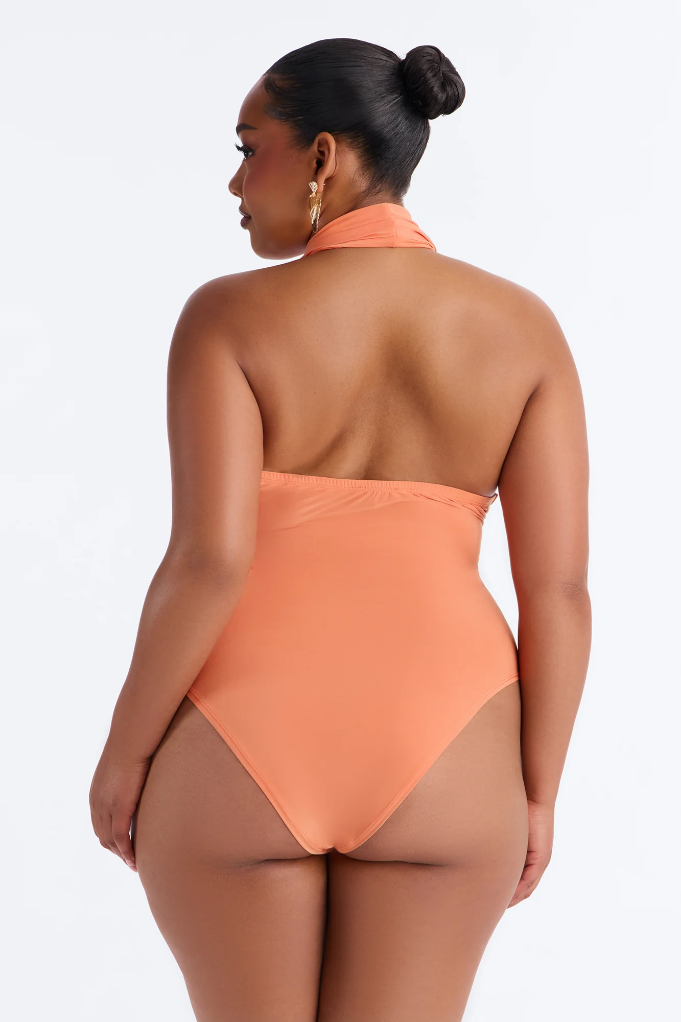 Forever Hot Cowl Neck Halter Bodysuit - Orange - Image 7