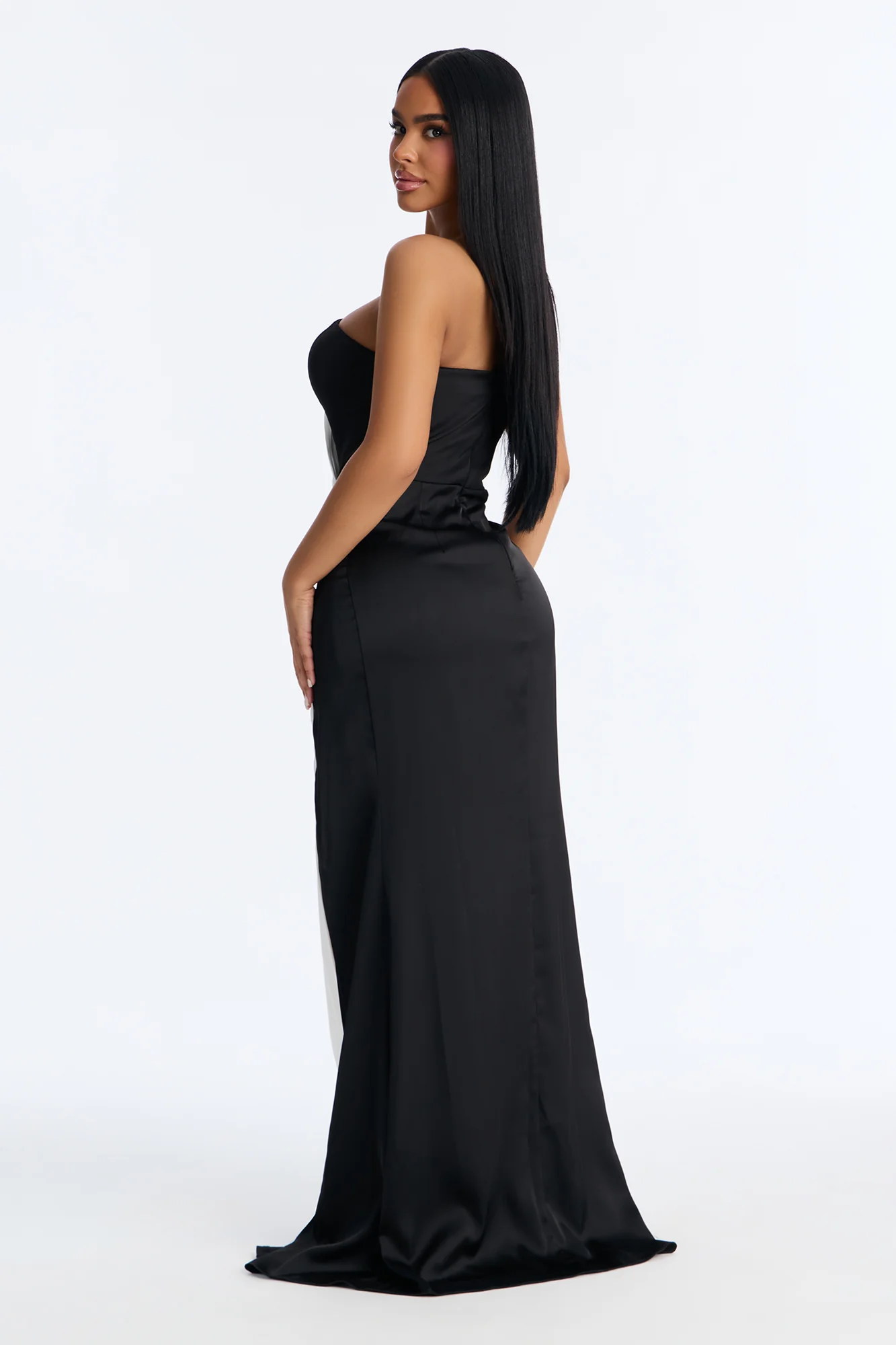 Forever Love Pleated Gown - Black/White - Image 4