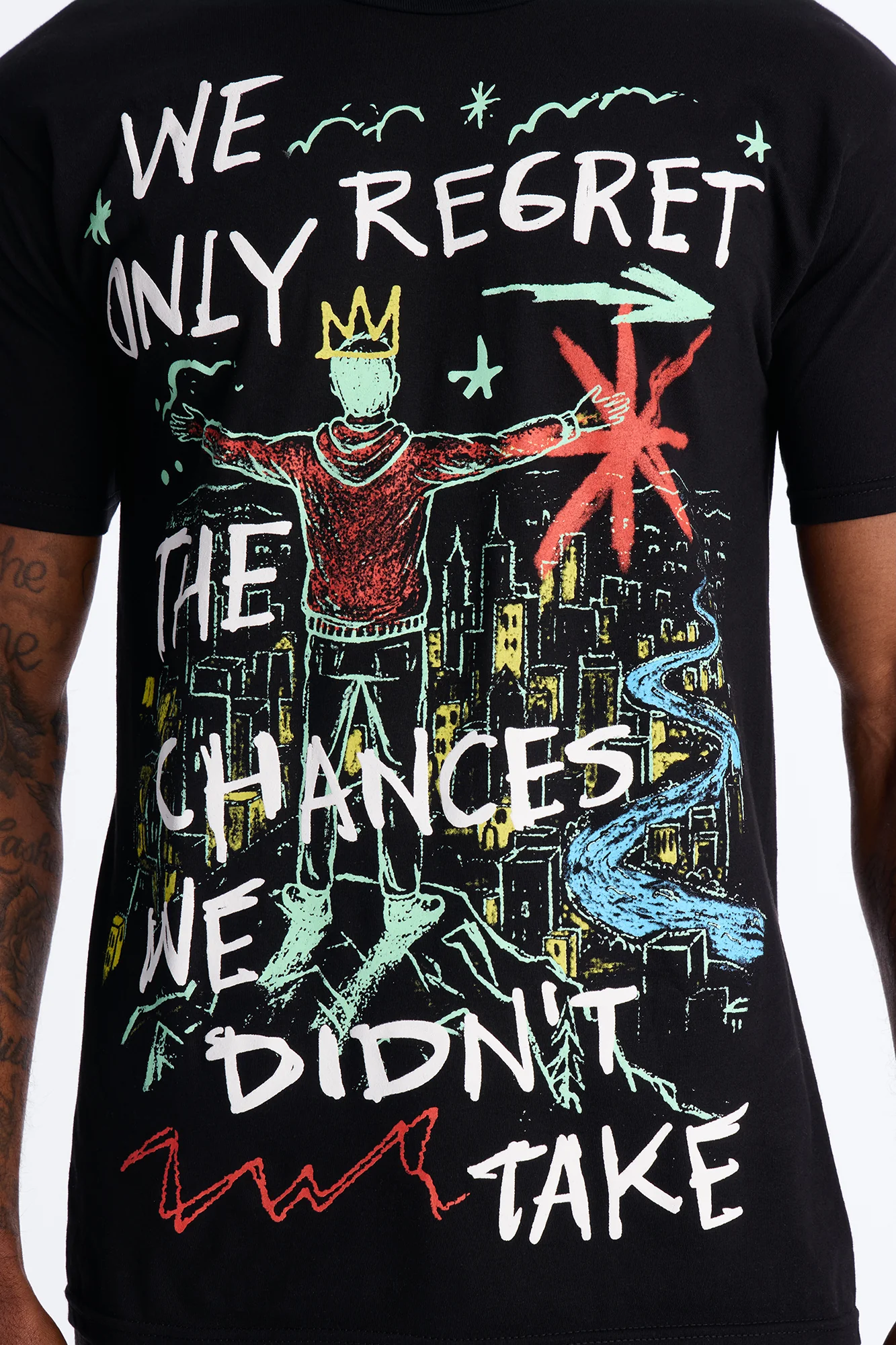 Fortunate Favors The Bold Puff Print Short Sleeve Tee - Black - Image 3