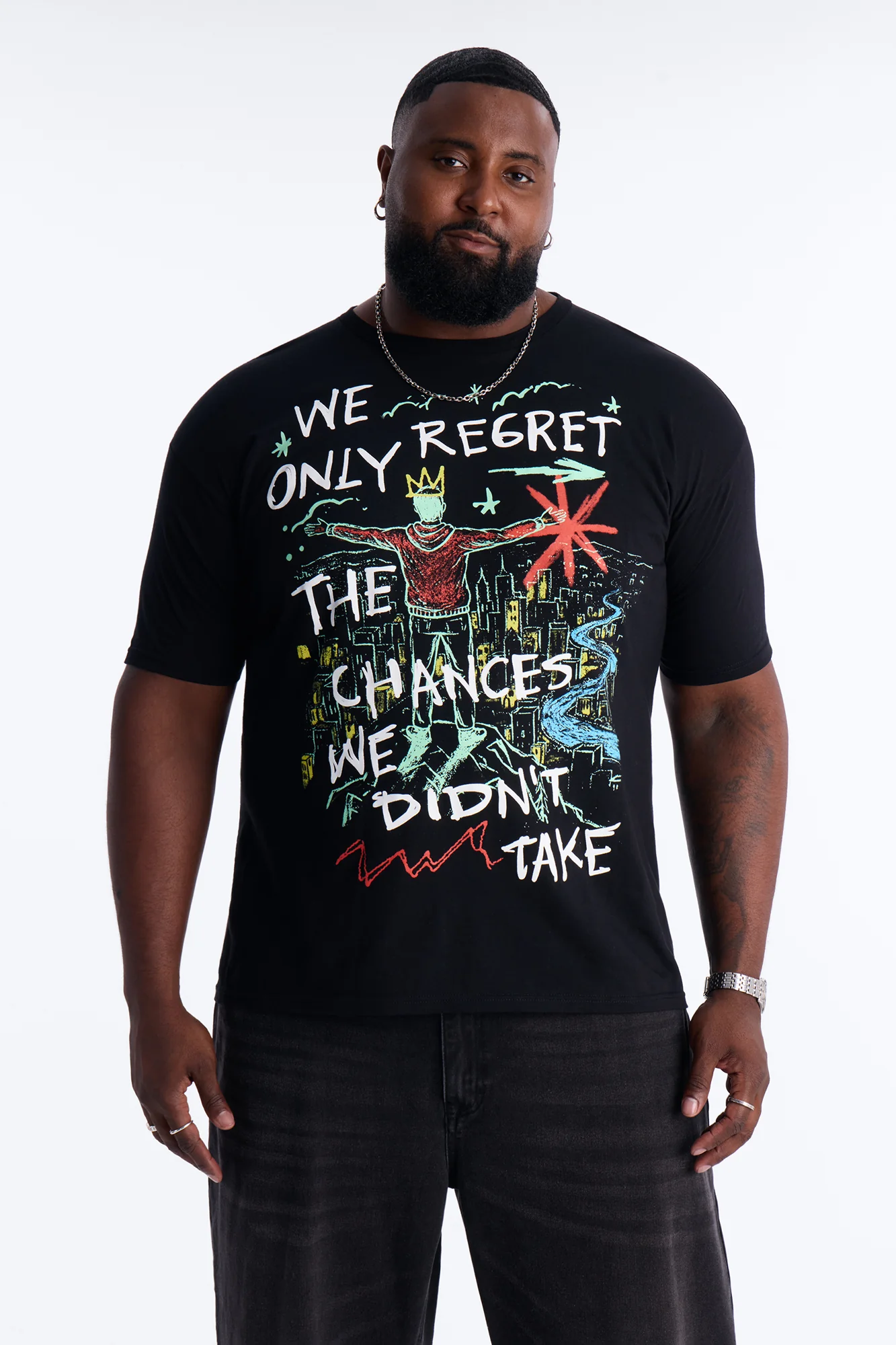 Fortunate Favors The Bold Puff Print Short Sleeve Tee - Black - Image 4