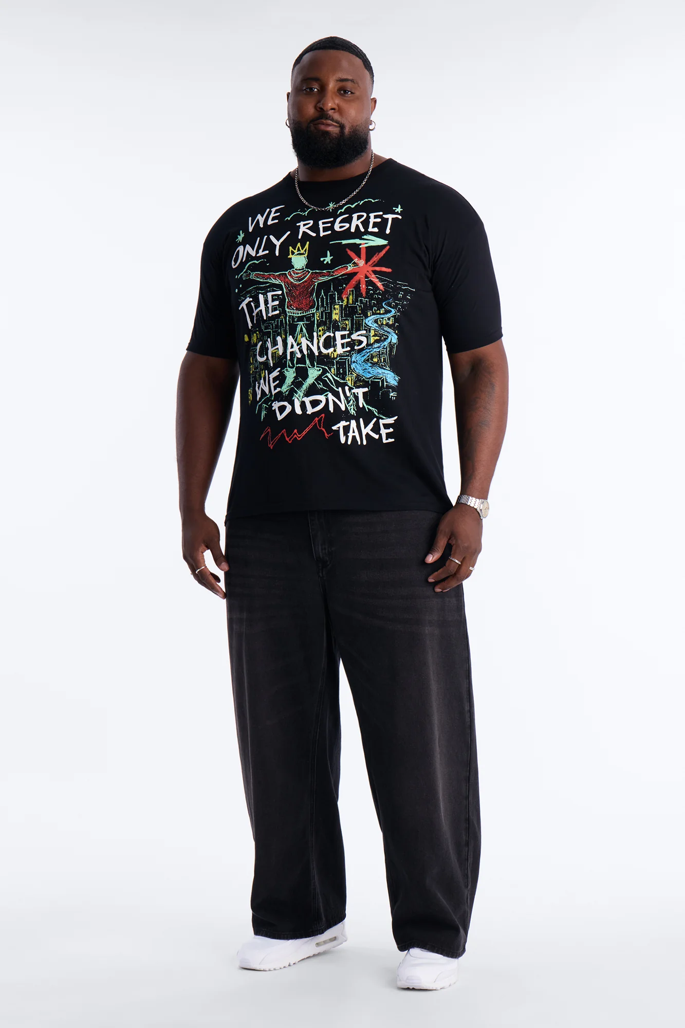 Fortunate Favors The Bold Puff Print Short Sleeve Tee - Black - Image 5