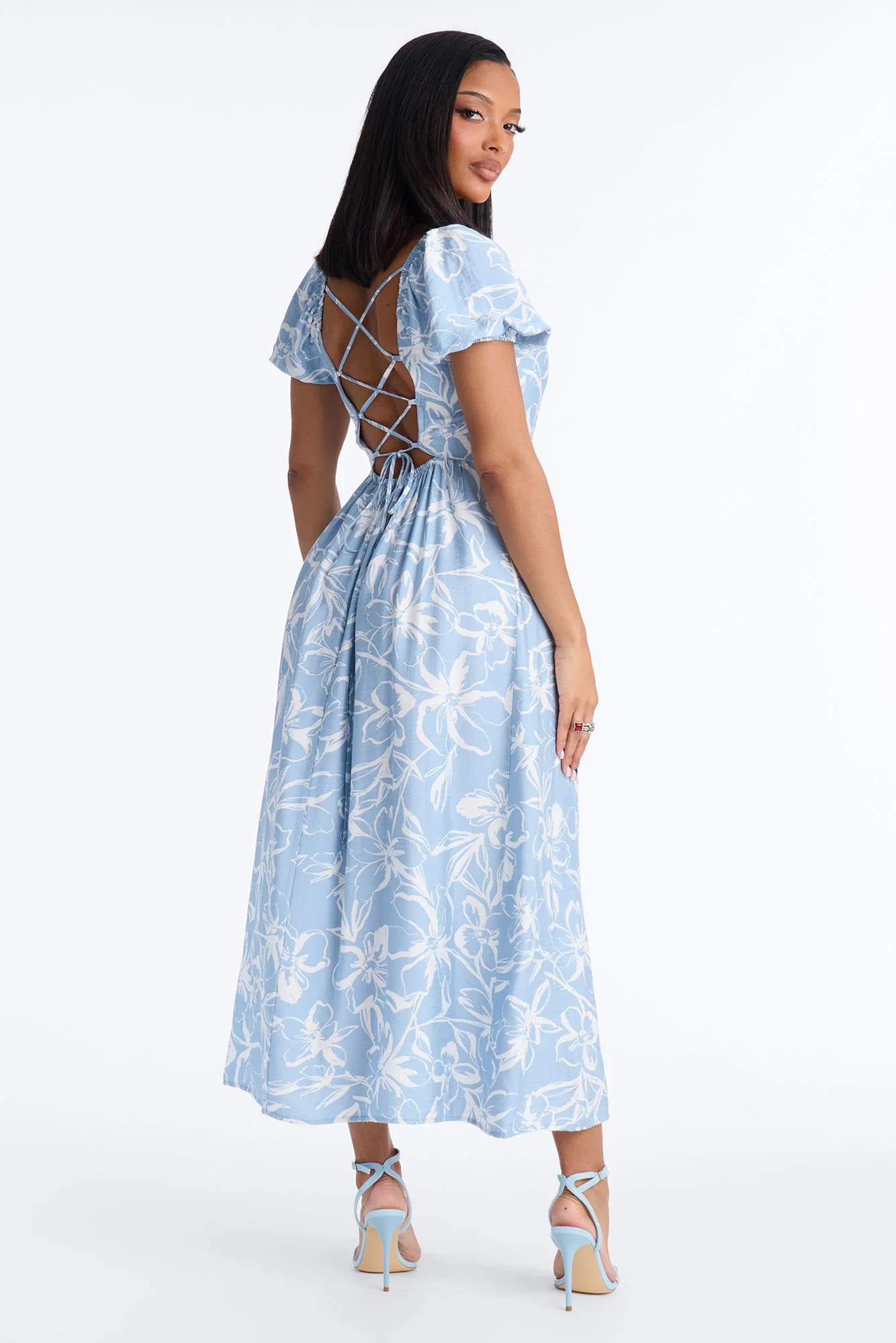 Frankie Floral Midi Dress - Blue/combo - Image 3