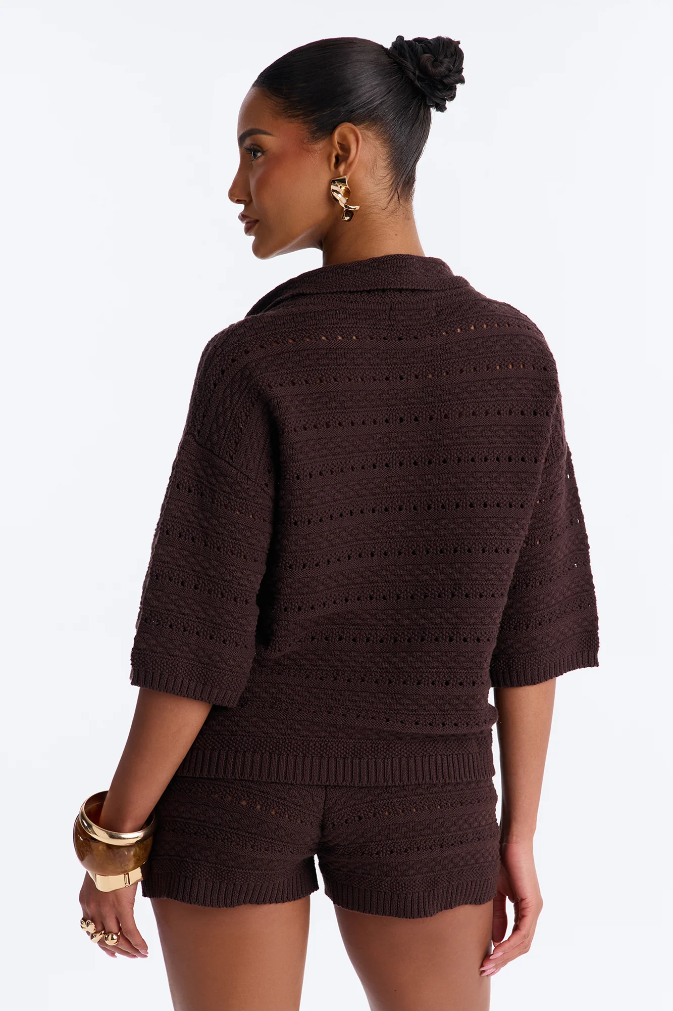 Free Spirit Crochet Short Set - Brown - Image 4