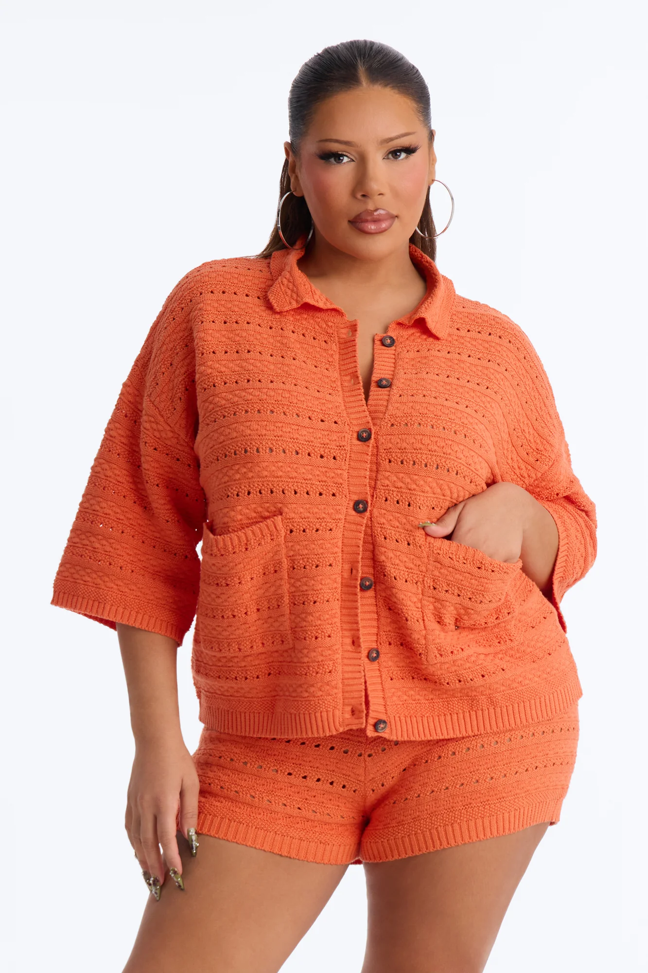 Free Spirit Crochet Short Set - Orange - Image 6