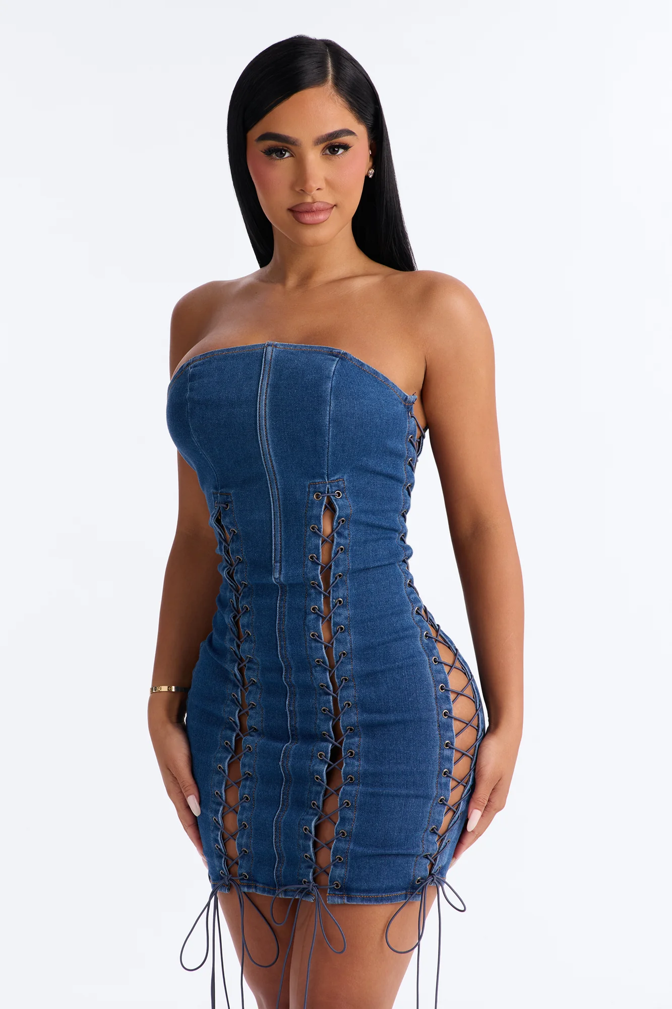 Free Spirit Denim Mini Dress - Medium Wash