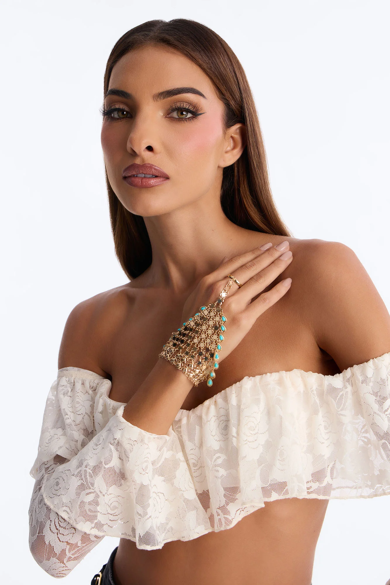 Free Spirit Hand Chain - Gold/Blue - Image 2