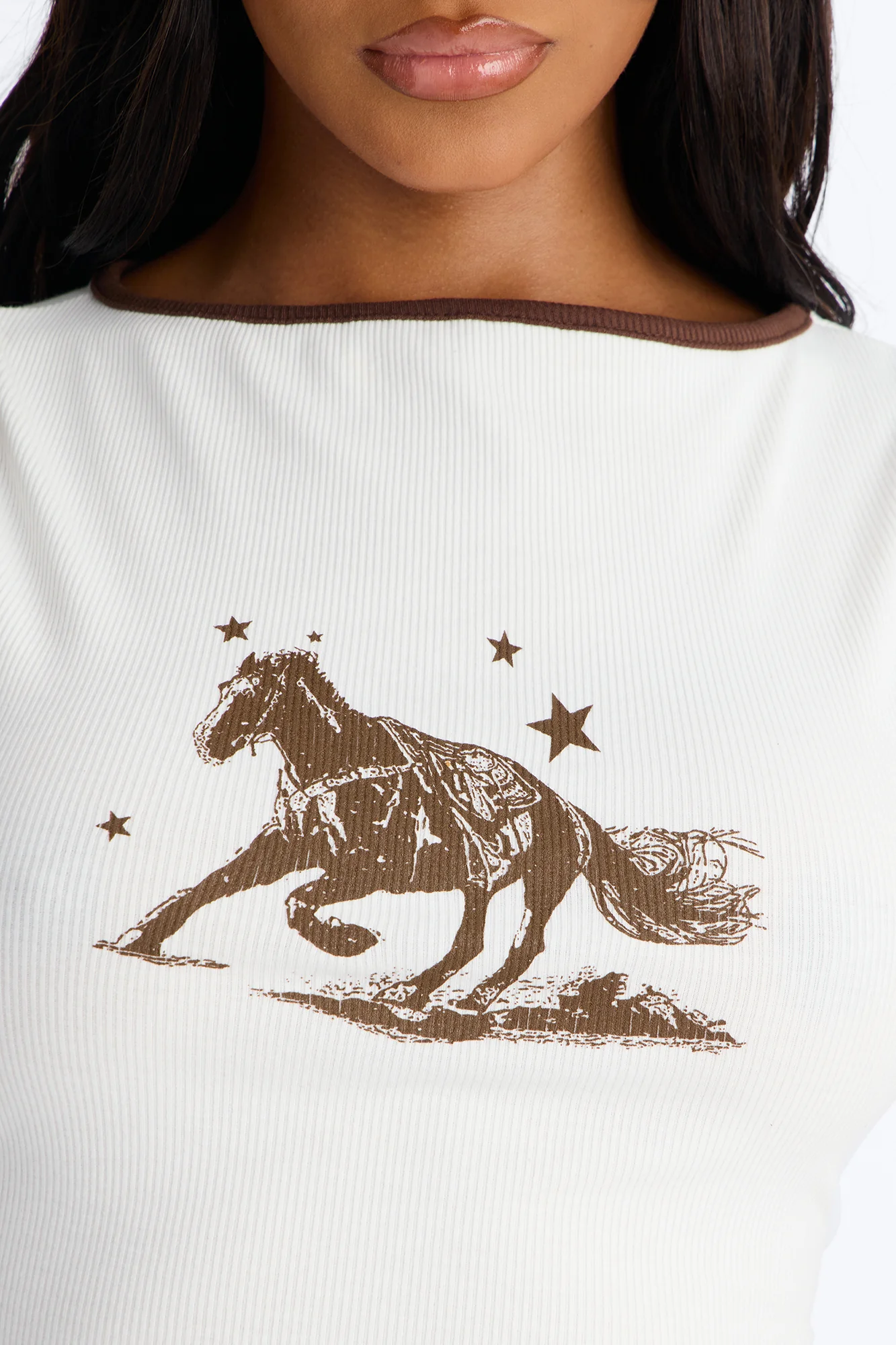 Free Spirit Horse Boat Neck Top - White/combo - Image 3