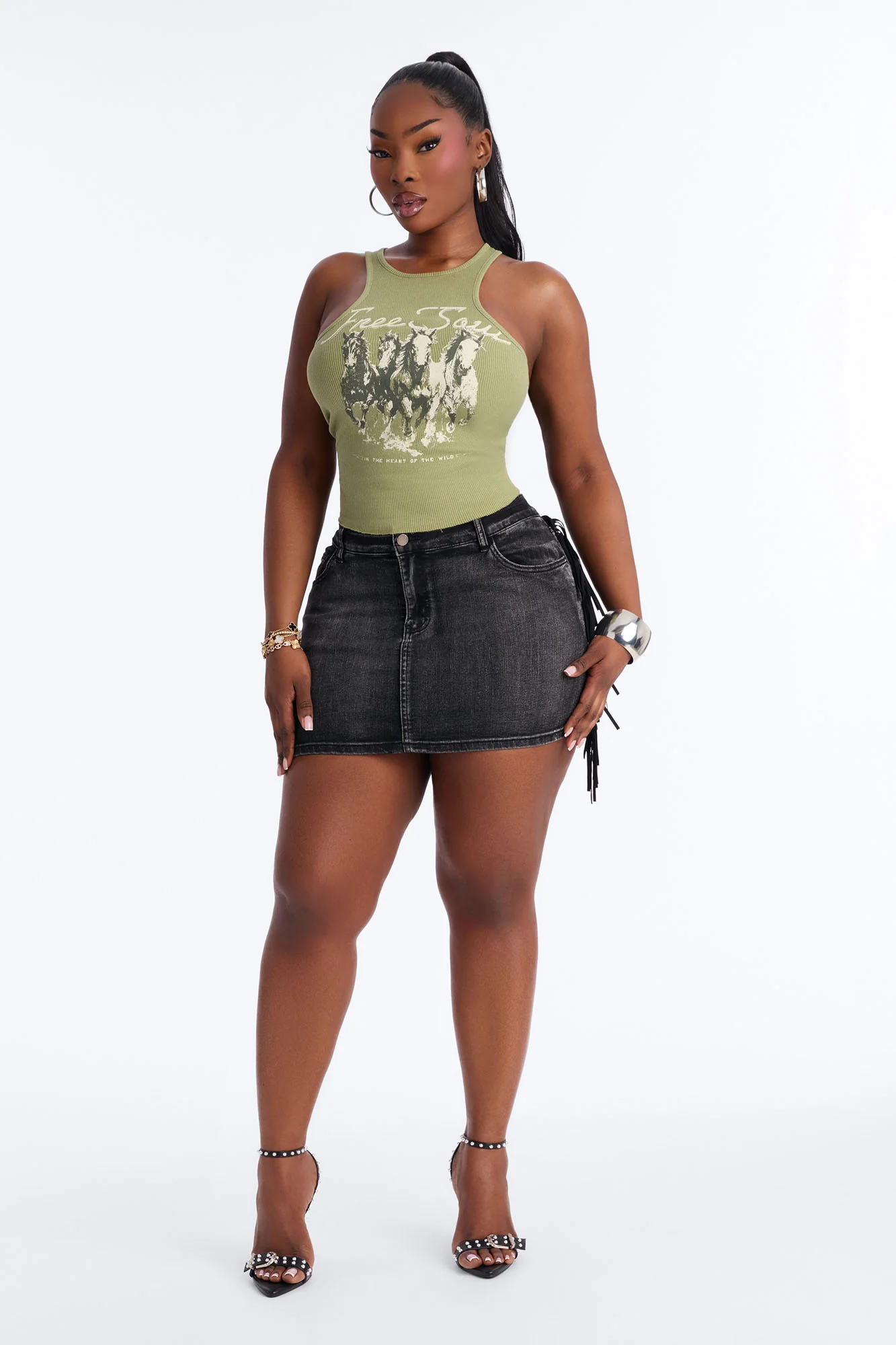 Free Spirit Ribbed Tank - Olive - Image 6