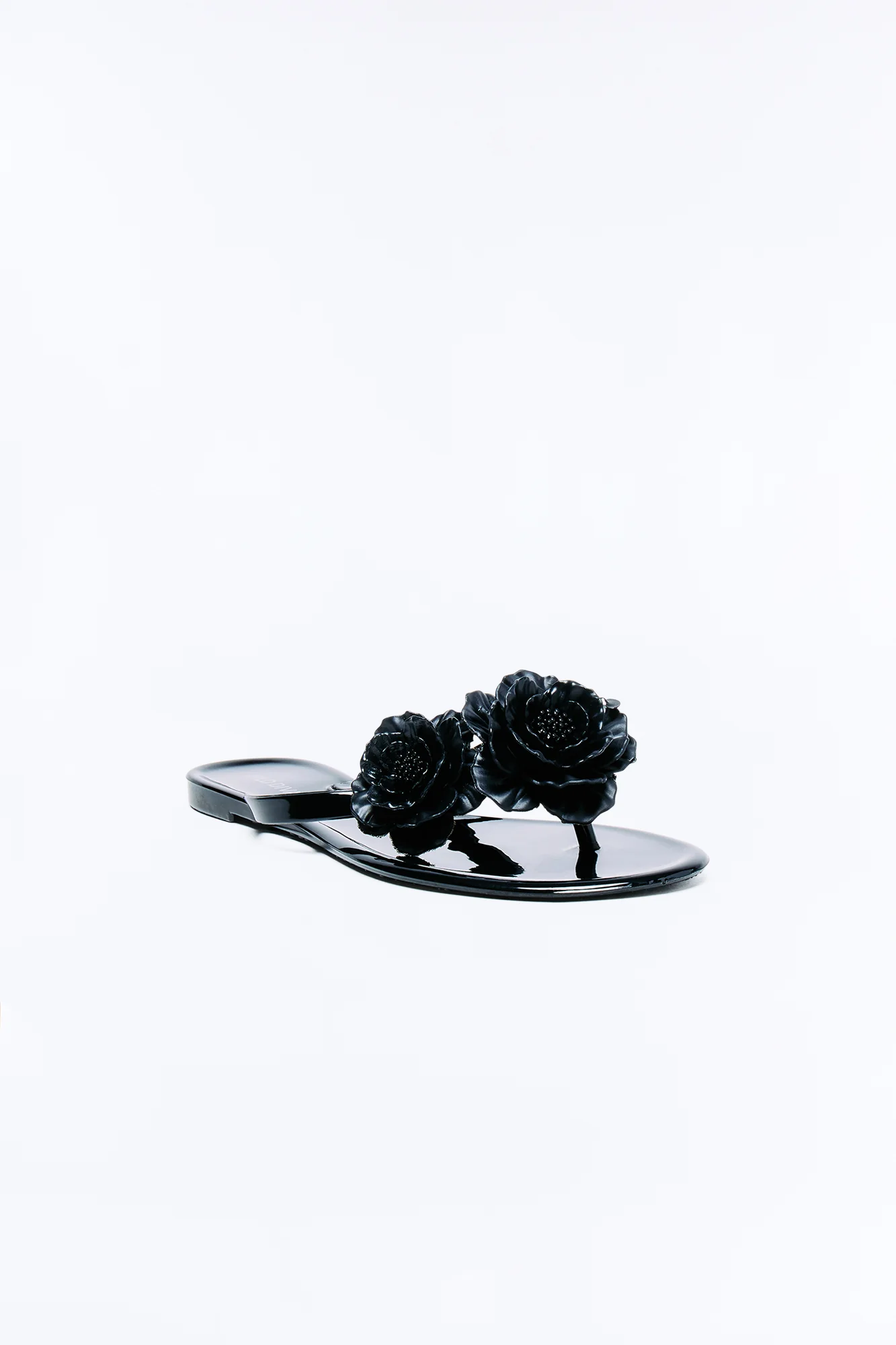 Frenchie Flower Flip Flops - Black - Image 2
