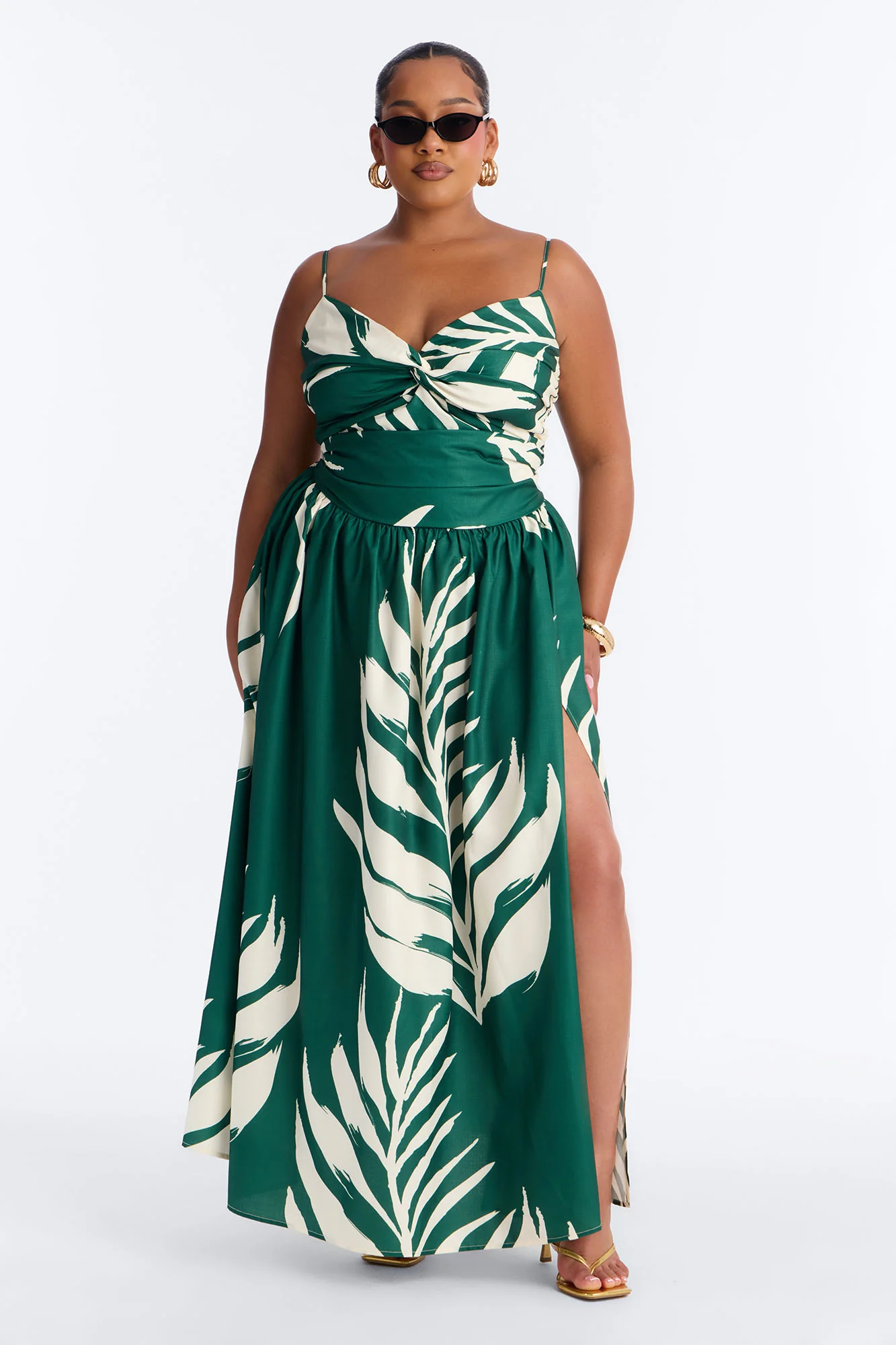 Fresh Breeze Linen Maxi Dress - Green/combo - Image 5