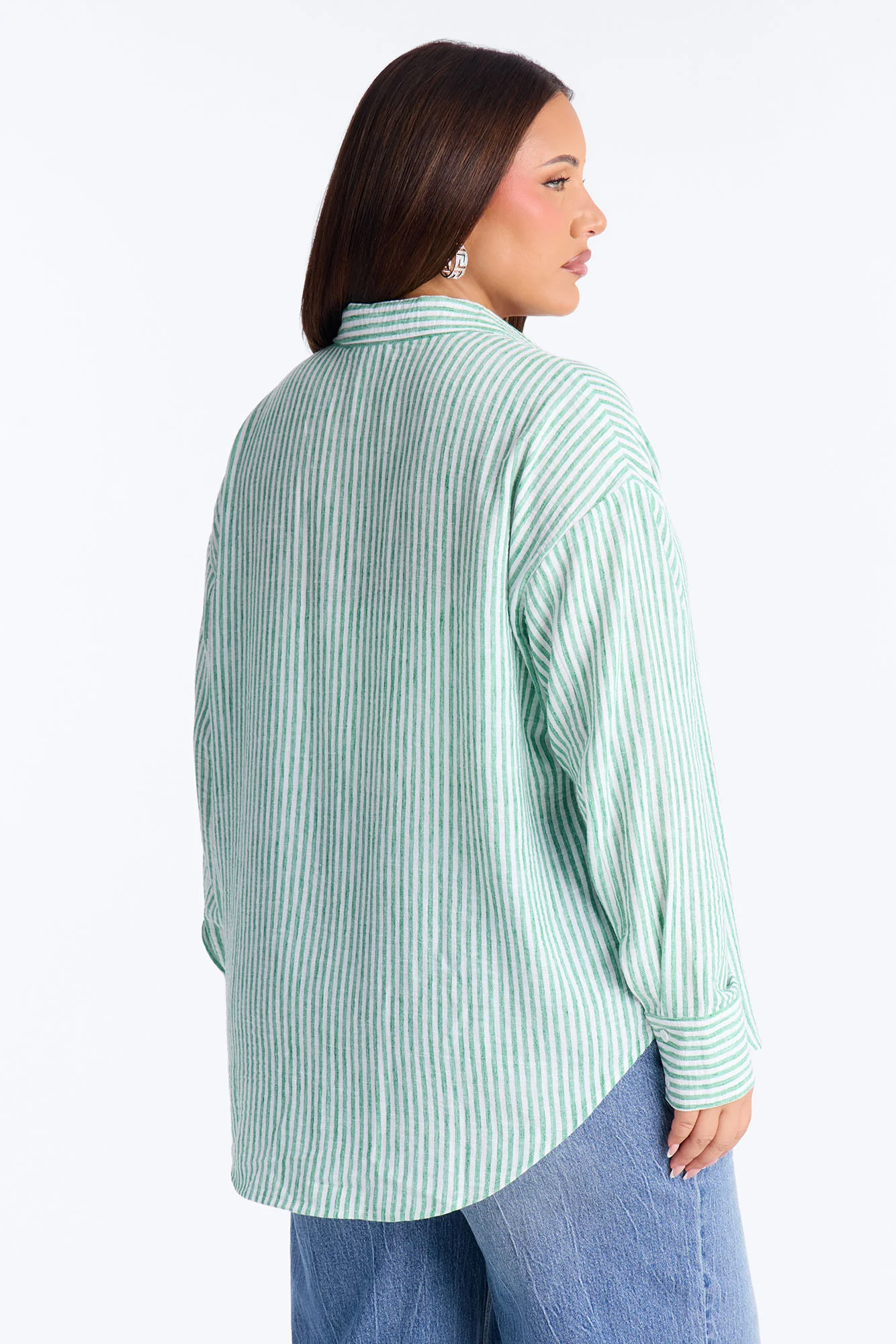 Fresh Cuteness Striped Linen Shirt - Green/combo - Image 8