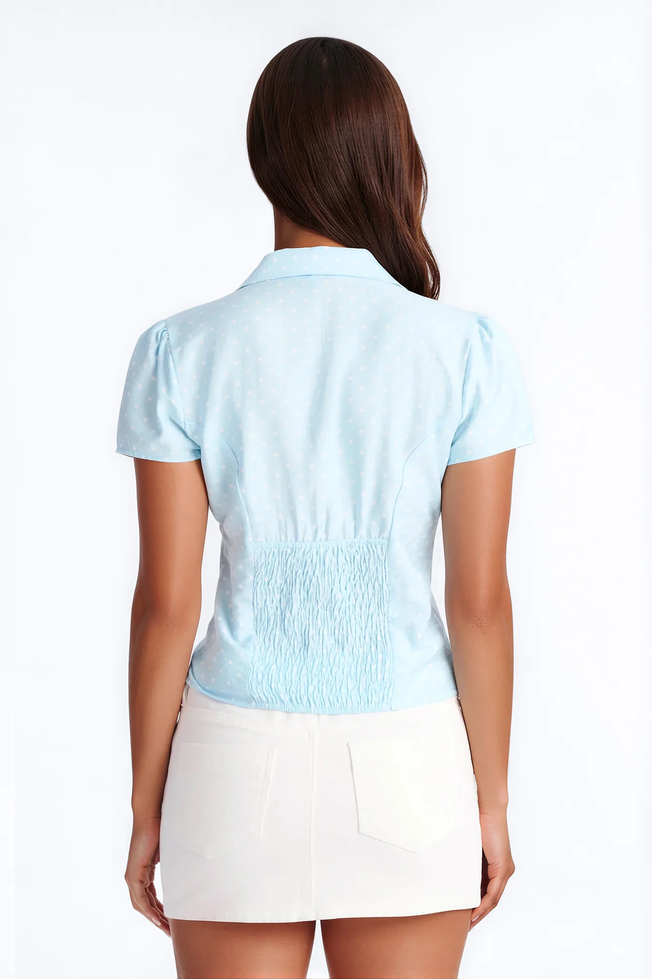Fresh Season Polka Dot Linen Shirt - Blue/combo - Image 4