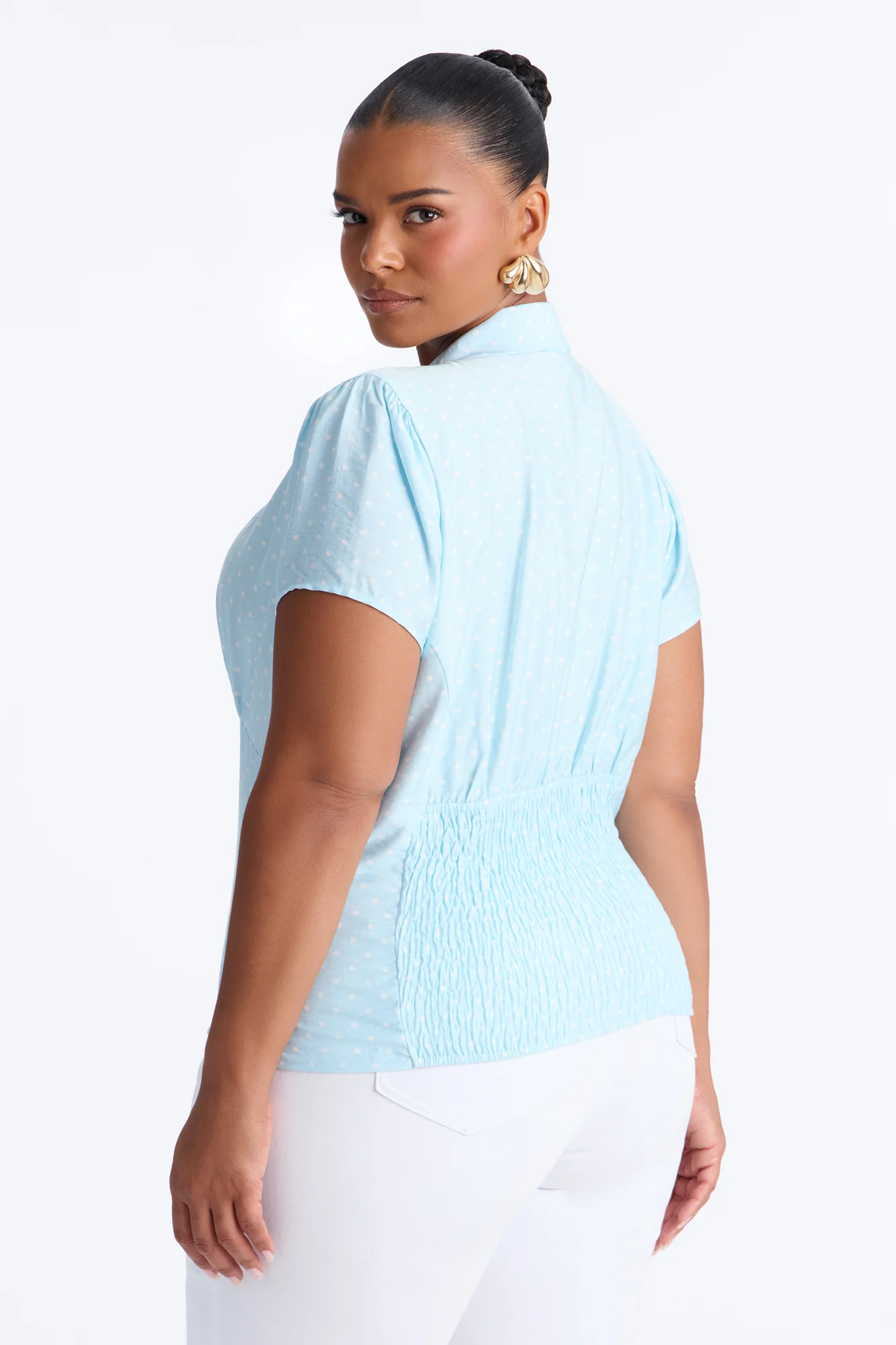 Fresh Season Polka Dot Linen Shirt - Blue/combo - Image 7