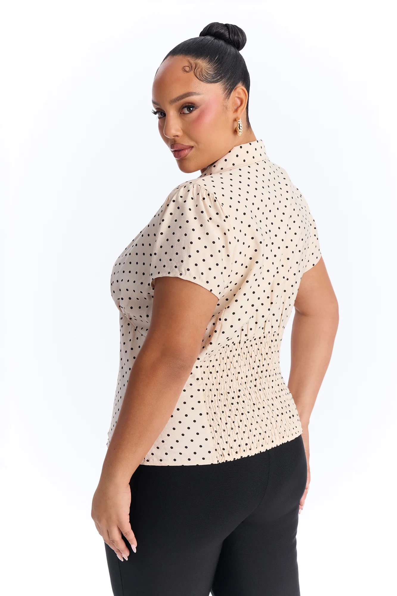 Fresh Season Polka Dot Linen Shirt - Cream/combo - Image 8